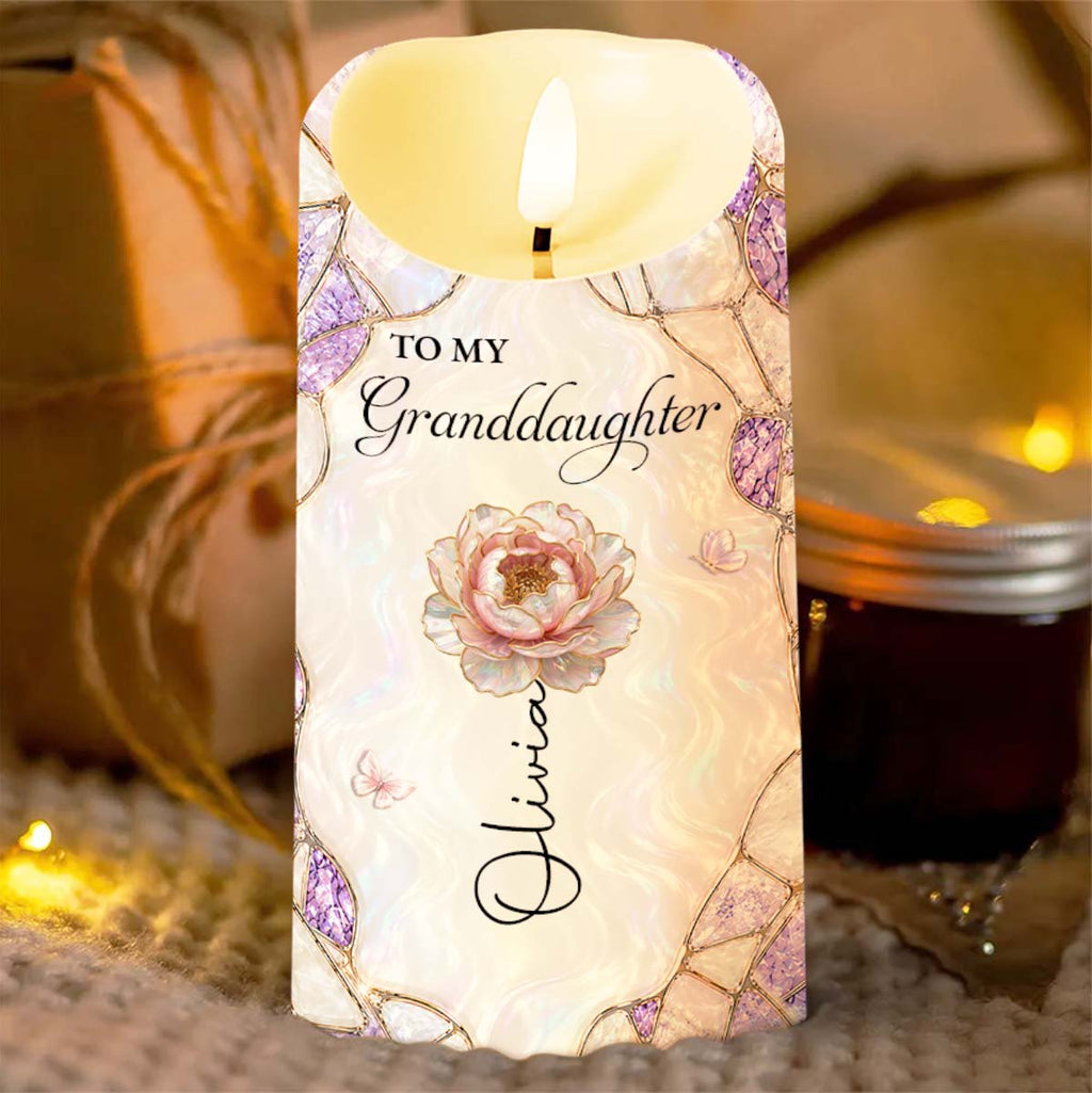 Personalized LED Candle Custom Flower Gift for Granddaughter LED Candle GradoCreations