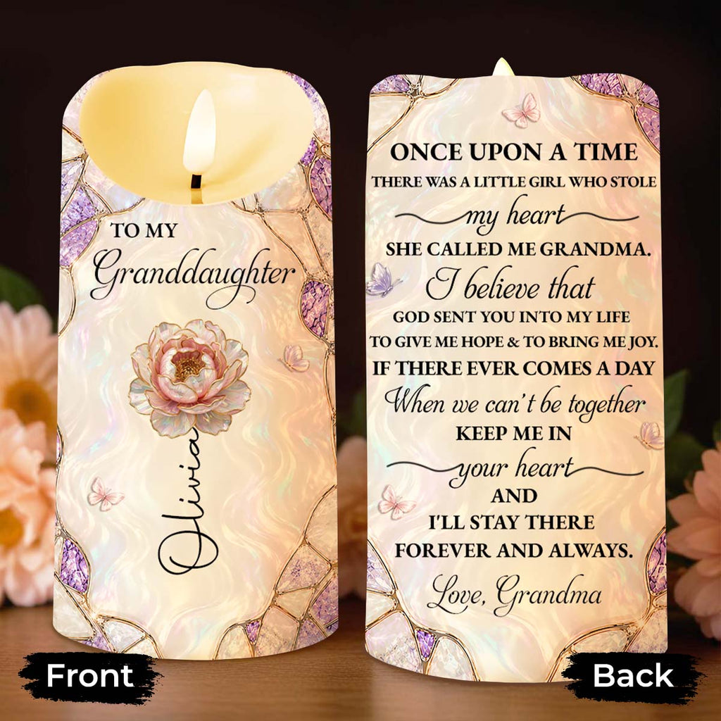 Personalized LED Candle Custom Flower Gift for Granddaughter LED Candle GradoCreations