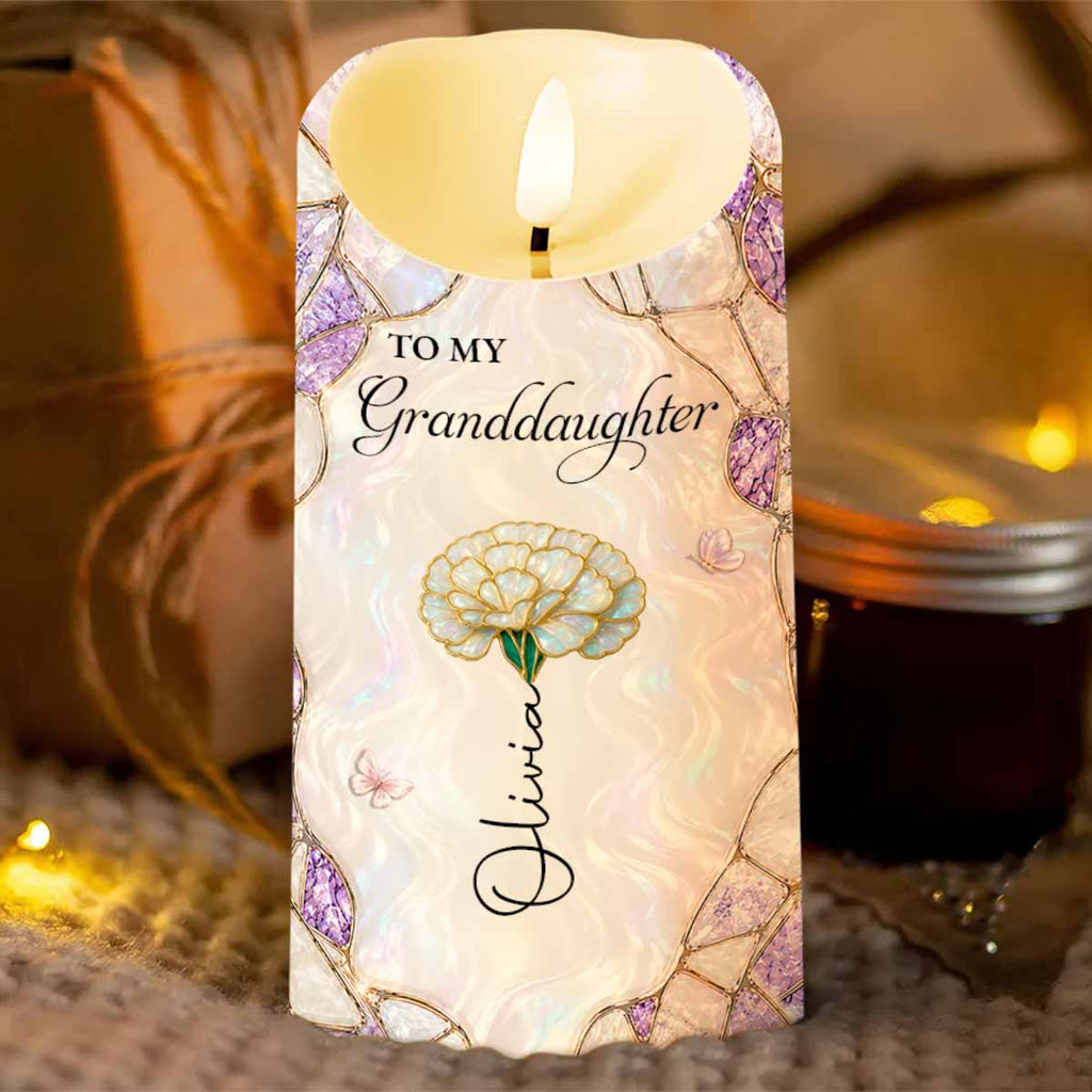 Personalized LED Candle Custom Birth Month Flower Gift for Granddaughter LED Candle GradoCreations