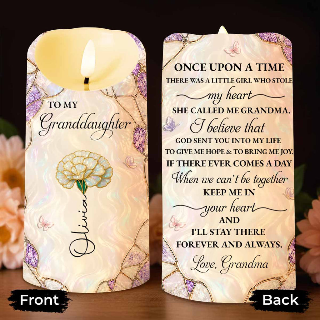 Personalized LED Candle Custom Birth Month Flower Gift for Granddaughter LED Candle GradoCreations