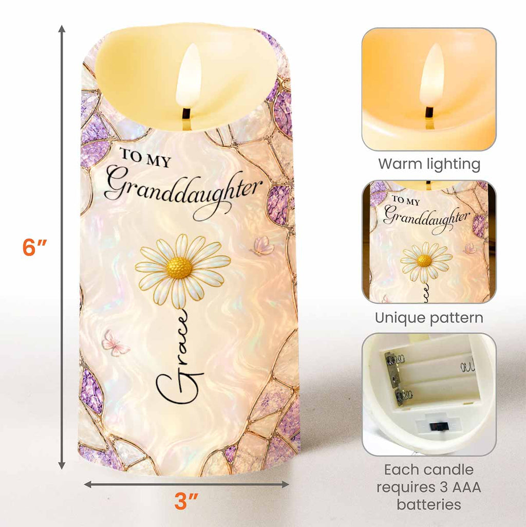 Personalized LED Candle Custom Birth Month Flower Gift for Granddaughter LED Candle GradoCreations