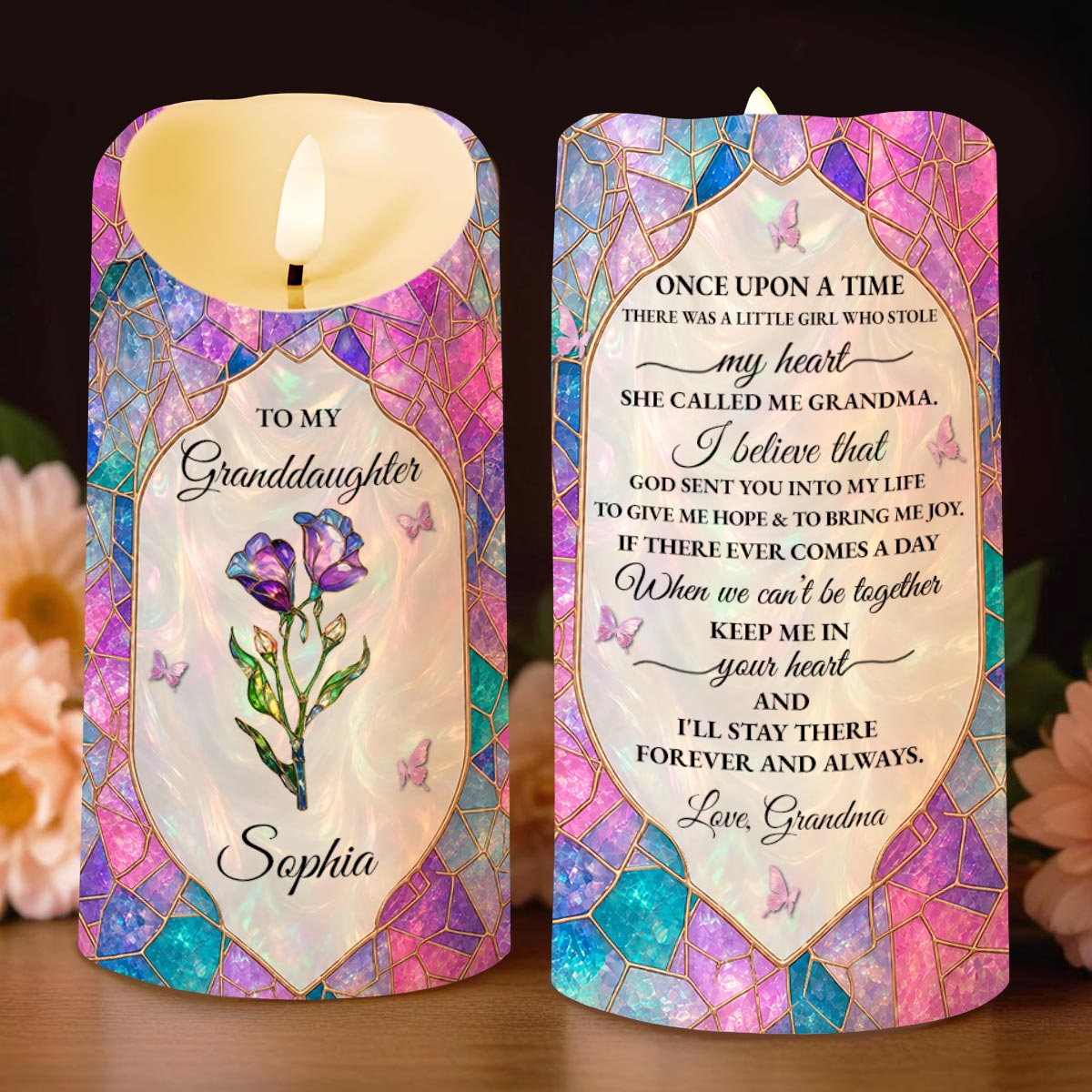 Personalized LED Candle with Custom Name for Granddaughter Gift LED Candle GradoCreations