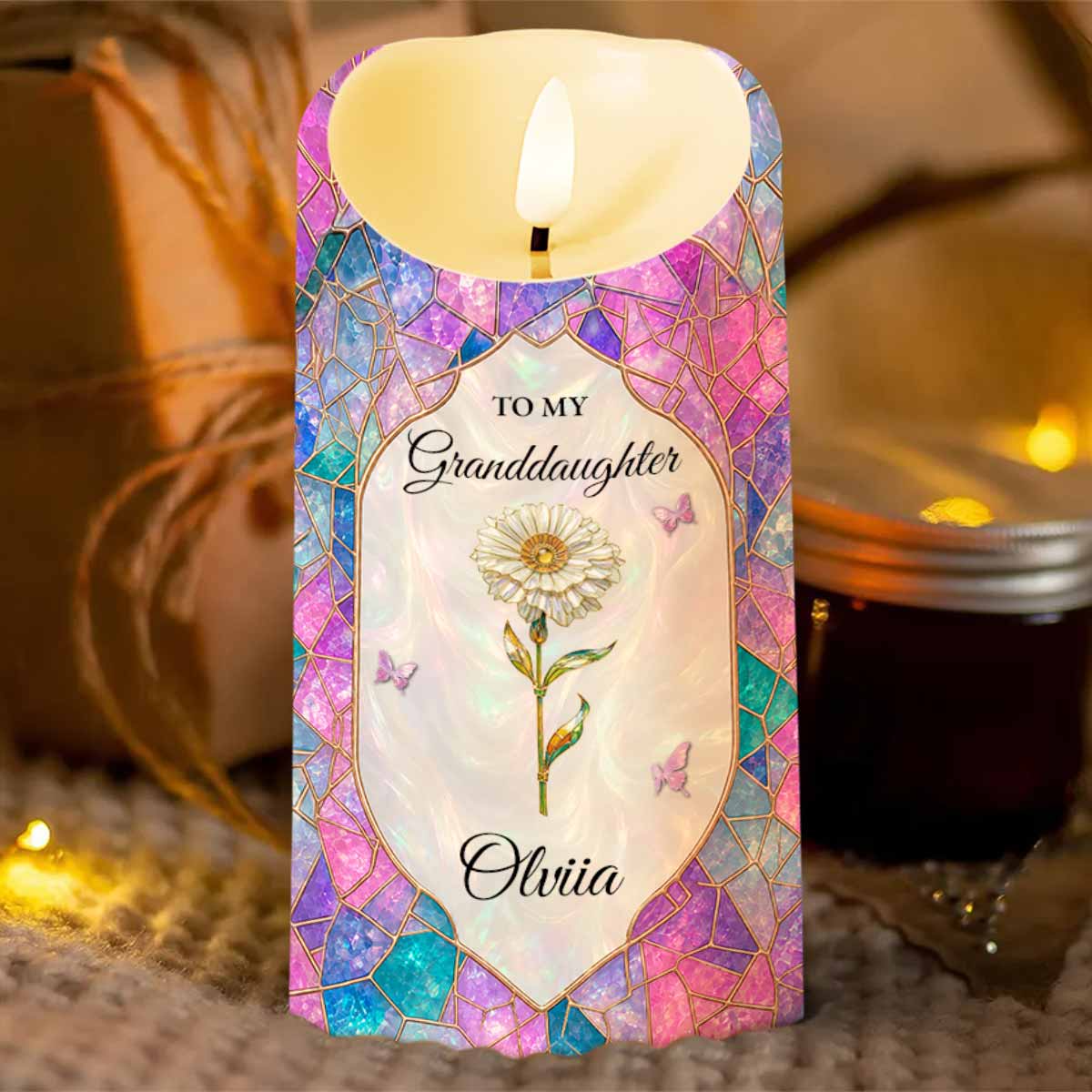 Personalized LED Candle with Custom Name for Granddaughter Gift LED Candle GradoCreations