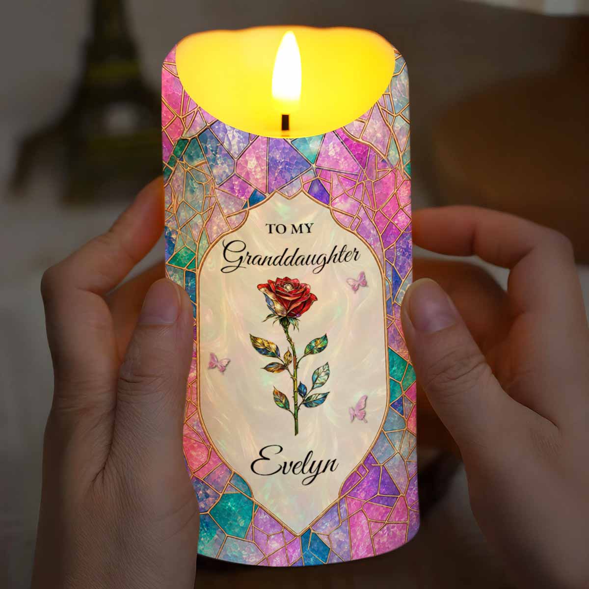 Personalized LED Candle with Custom Name for Granddaughter Gift LED Candle GradoCreations