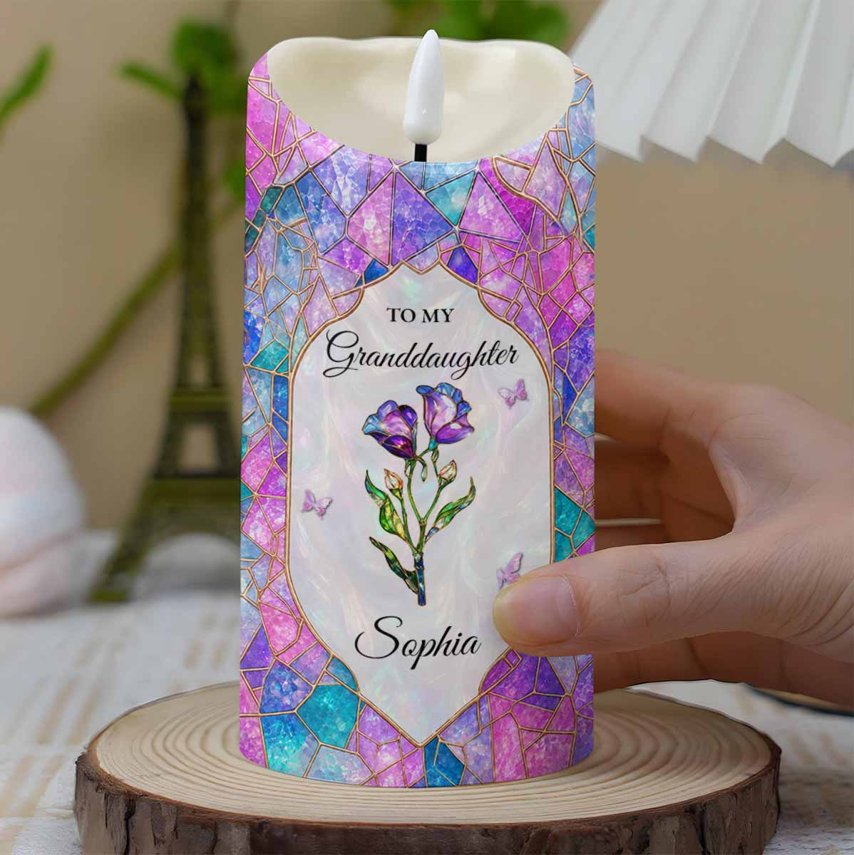 Personalized LED Candle with Custom Name for Granddaughter Gift LED Candle GradoCreations