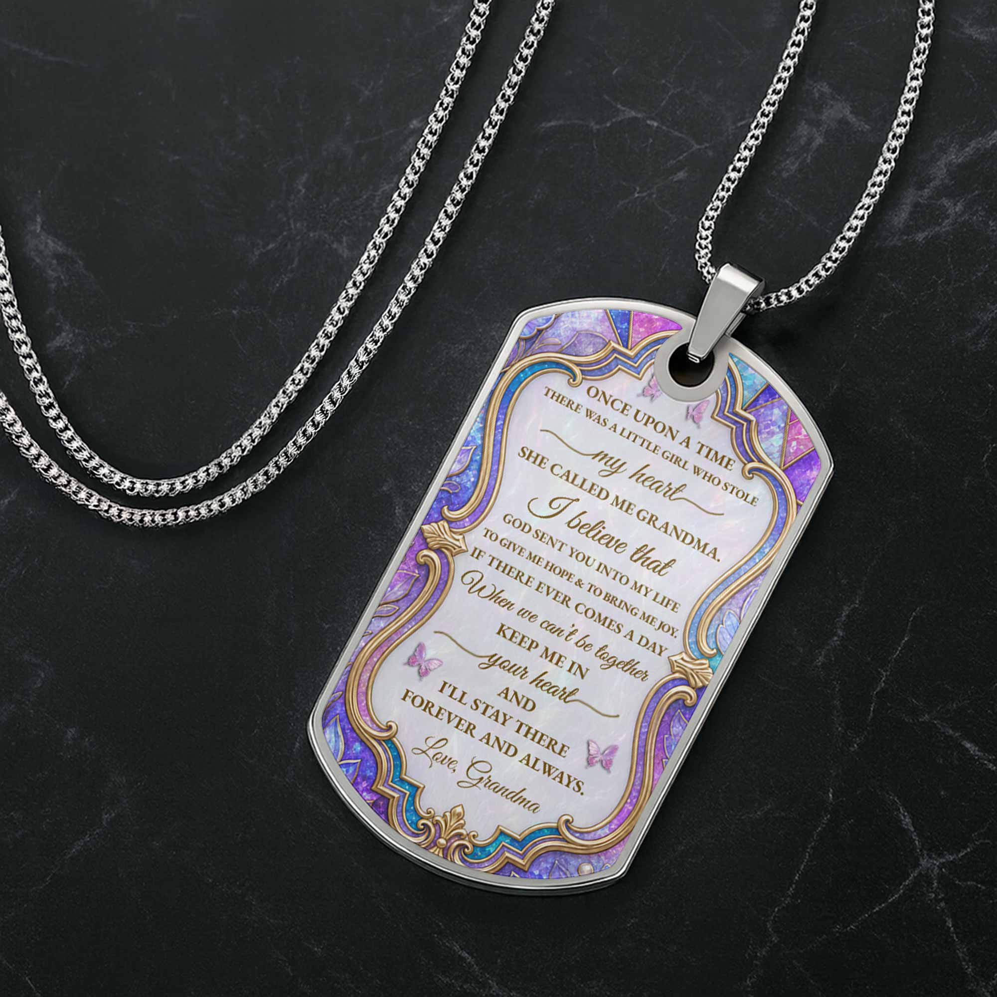 Personalized Custom Dog Tag Necklace for Granddaughter Gift Dog Tag Necklace GradoCreations