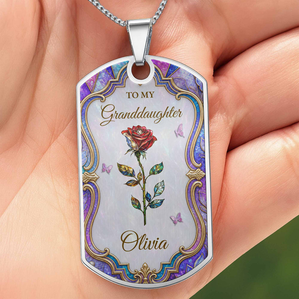 Personalized Custom Dog Tag Necklace for Granddaughter Gift Dog Tag Necklace GradoCreations
