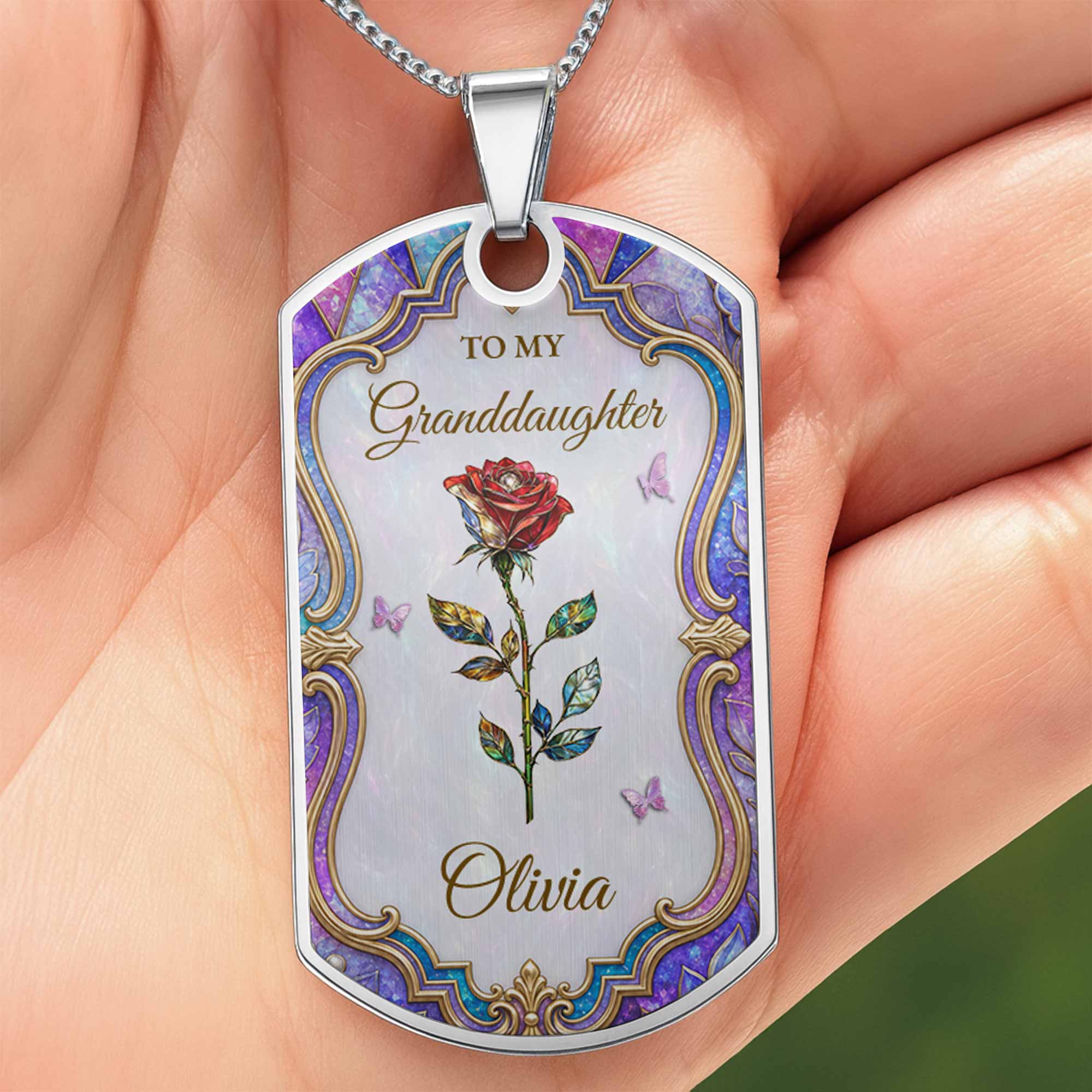 Personalized Custom Dog Tag Necklace for Granddaughter Gift Dog Tag Necklace GradoCreations