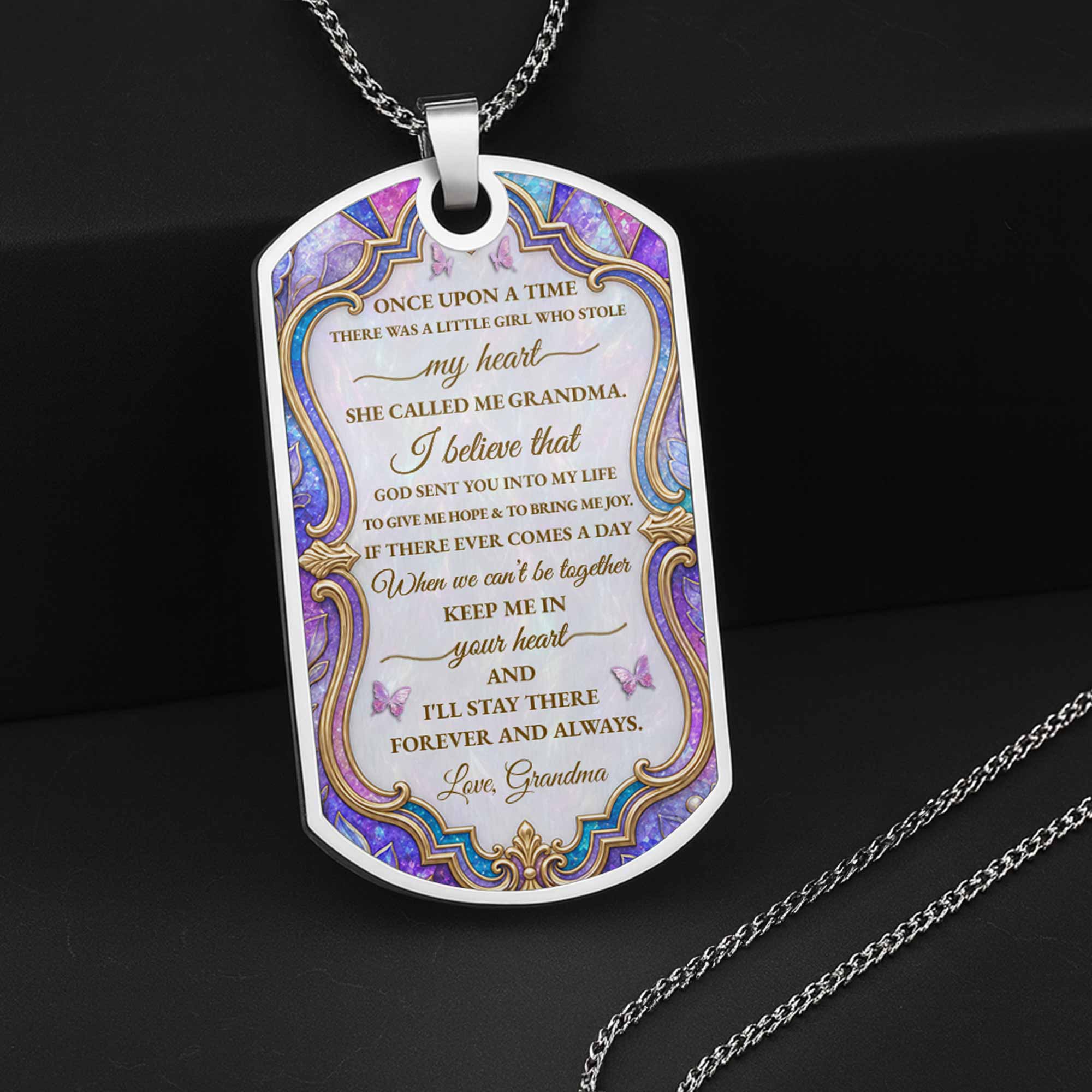 Personalized Custom Dog Tag Necklace for Granddaughter Gift Dog Tag Necklace GradoCreations