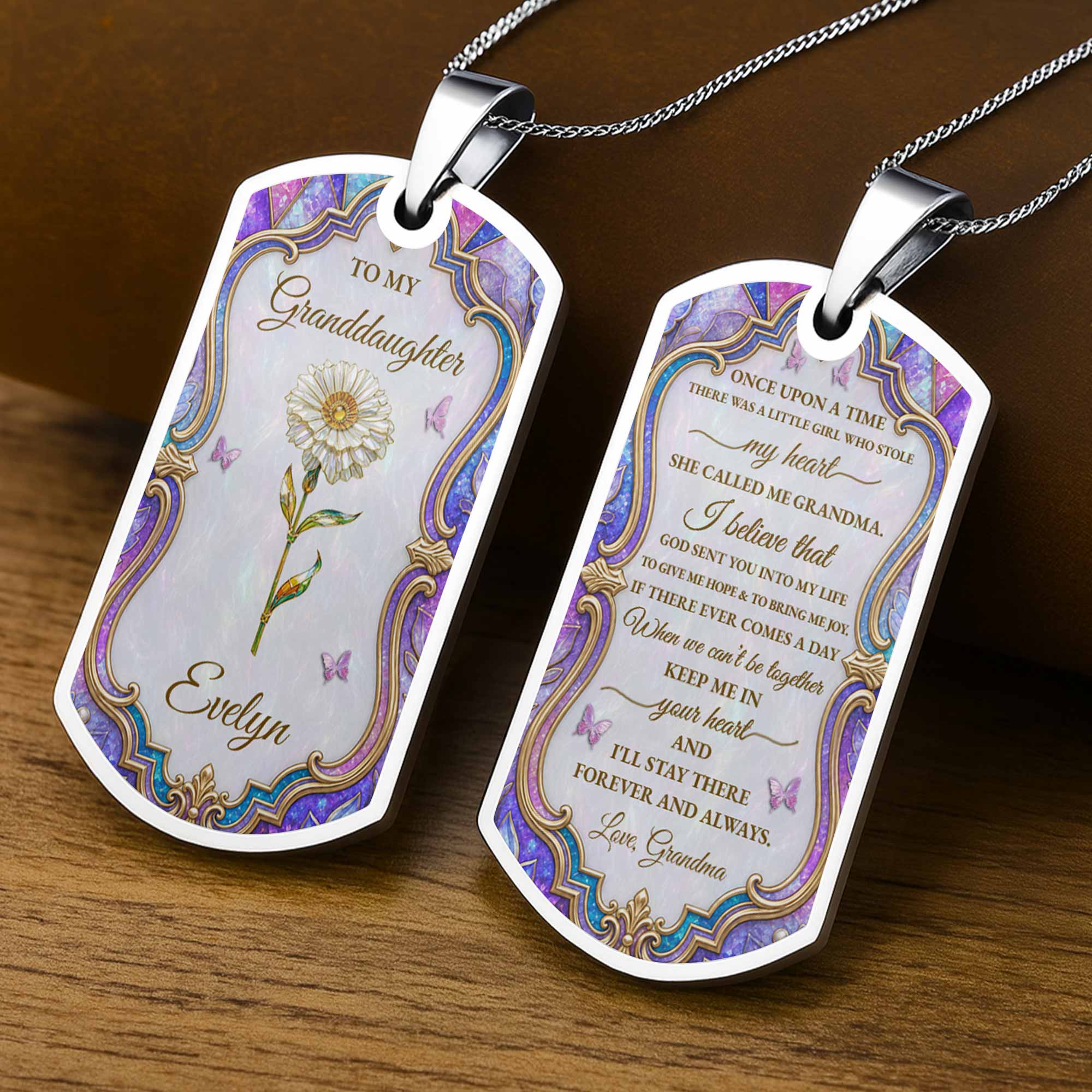 Personalized Custom Dog Tag Necklace for Granddaughter Gift Dog Tag Necklace GradoCreations