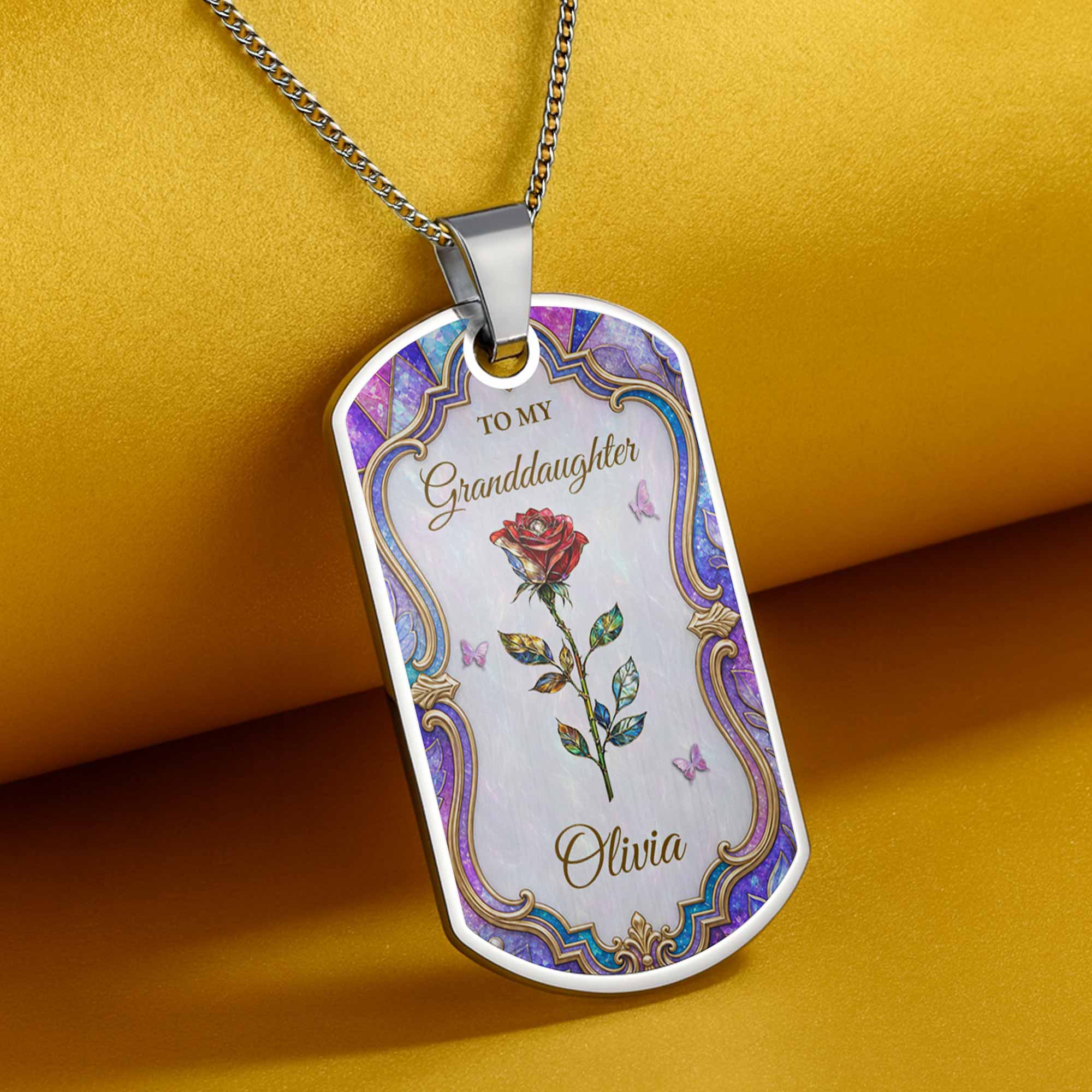 Personalized Custom Dog Tag Necklace for Granddaughter Gift Dog Tag Necklace GradoCreations
