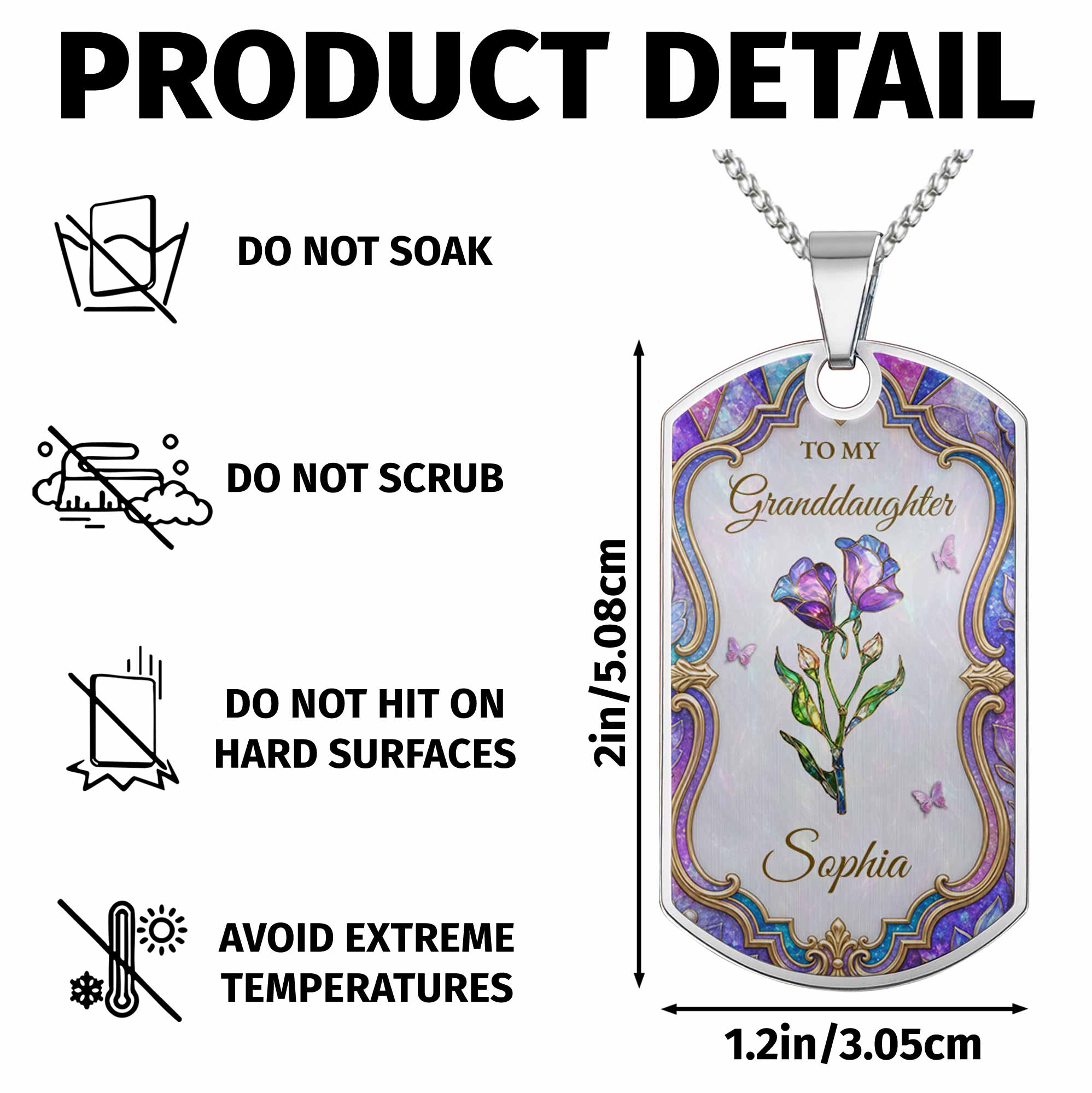 Personalized Custom Dog Tag Necklace for Granddaughter Gift Dog Tag Necklace GradoCreations