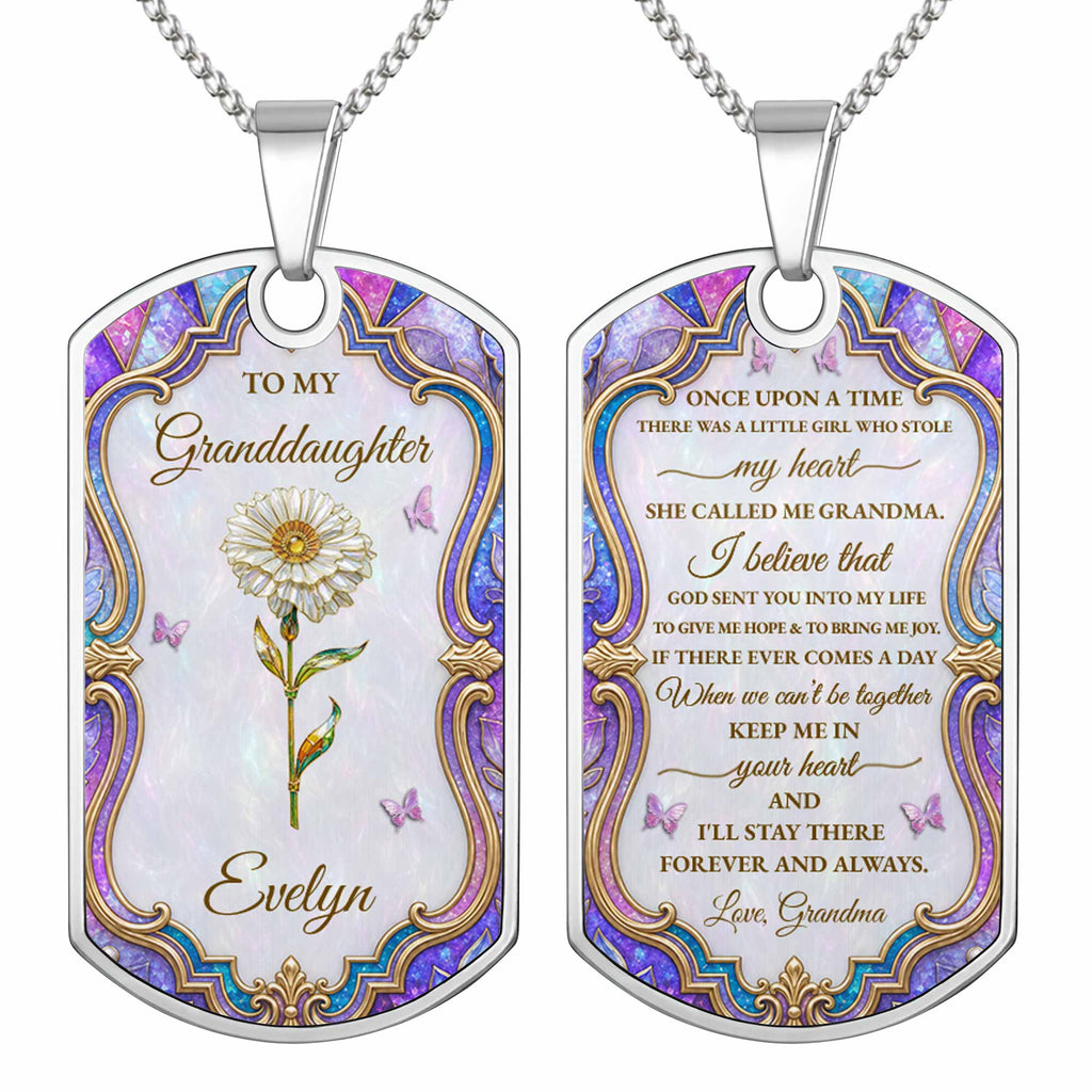 Personalized Custom Dog Tag Necklace for Granddaughter Gift Dog Tag Necklace GradoCreations
