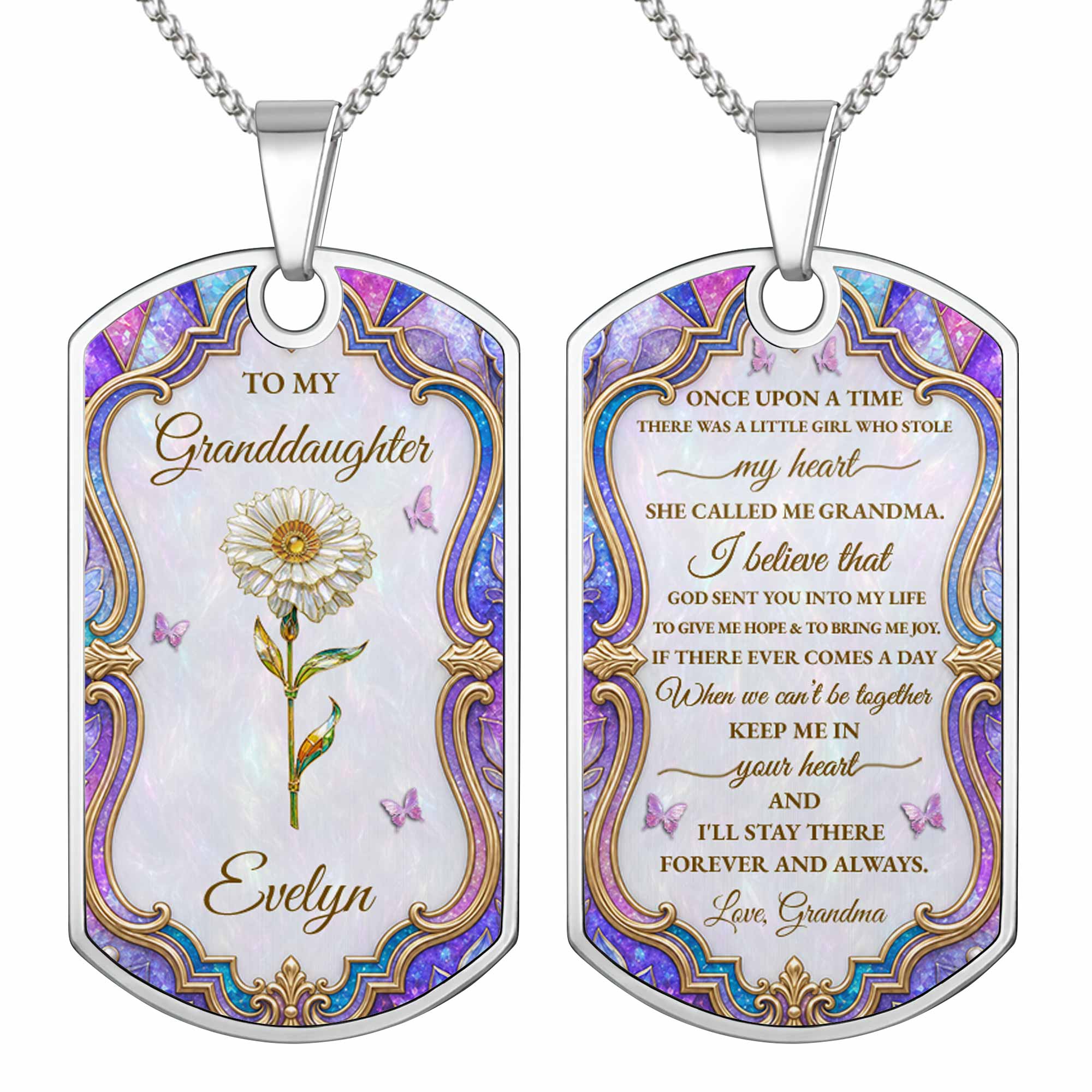 Personalized Custom Dog Tag Necklace for Granddaughter Gift Dog Tag Necklace GradoCreations