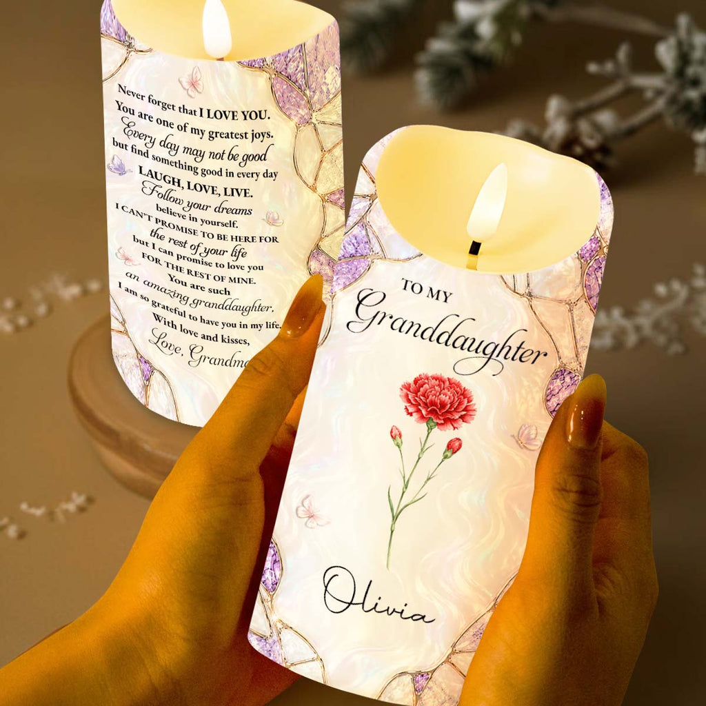 Personalized LED Candle for Granddaughter with Butterflies LED Candle GradoCreations