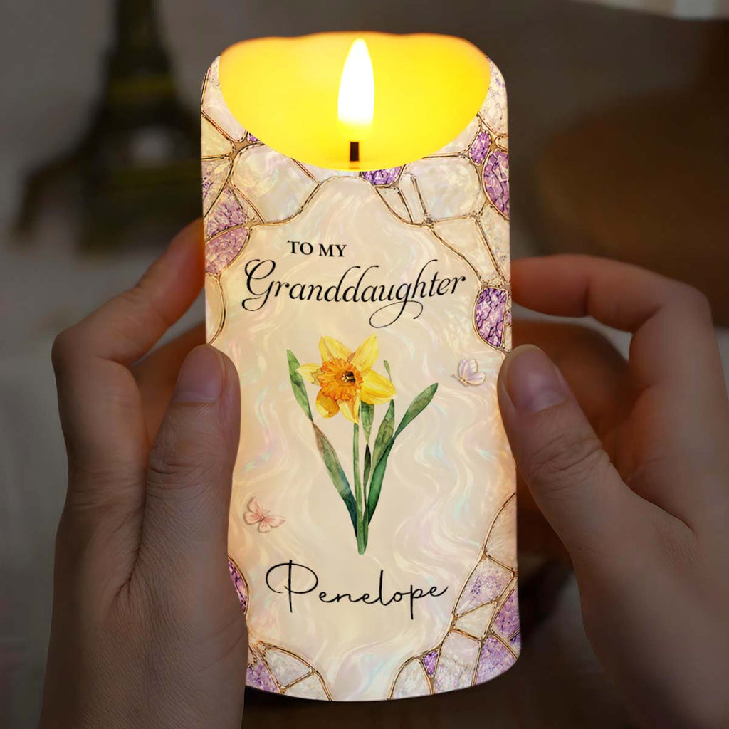 Personalized LED Candle for Granddaughter with Butterflies LED Candle GradoCreations