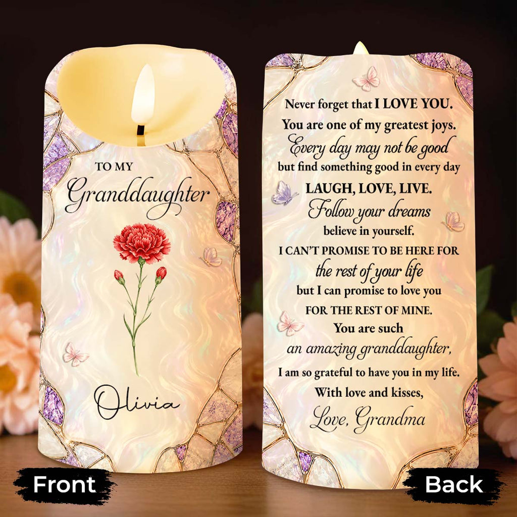 Personalized LED Candle for Granddaughter with Butterflies LED Candle GradoCreations