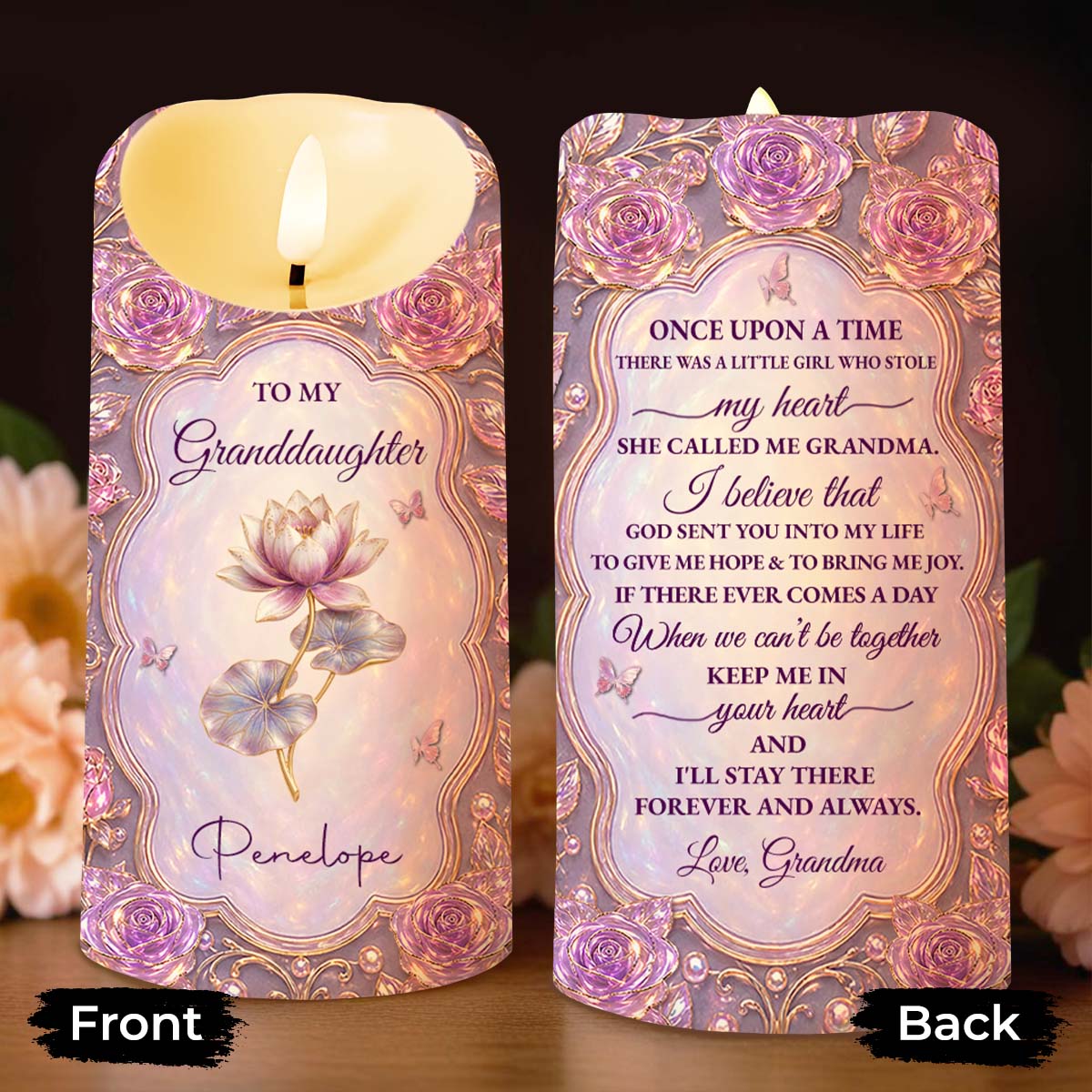Personalized LED Candle for Granddaughter Custom Name Gift LED Candle GradoCreations