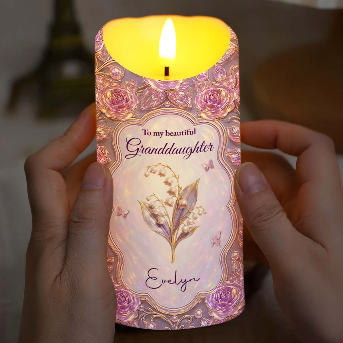 Personalized LED Candle Custom Name Gift for Granddaughter LED Candle GradoCreations