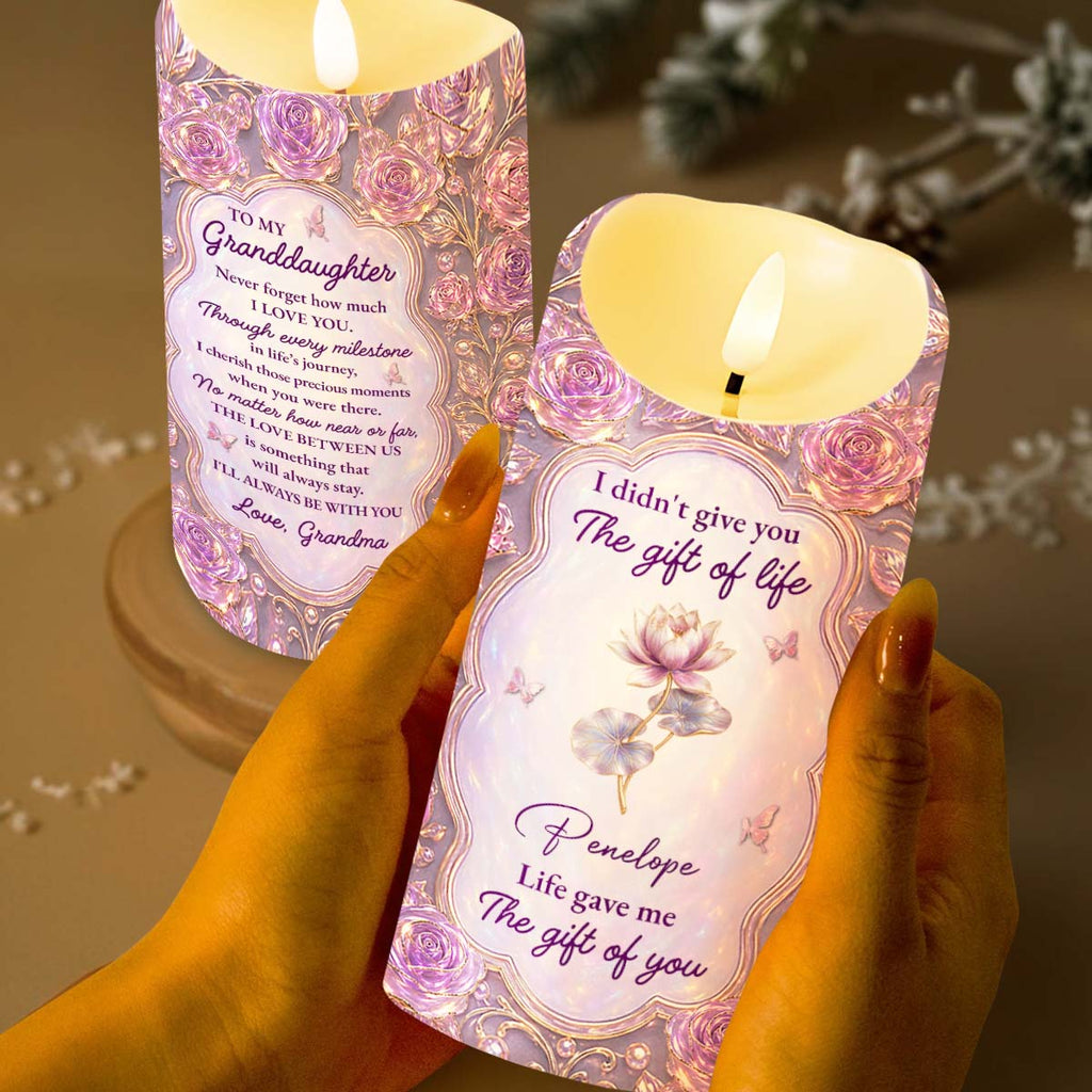Personalized LED Candle Custom Rose Gift for Granddaughter LED Candle GradoCreations
