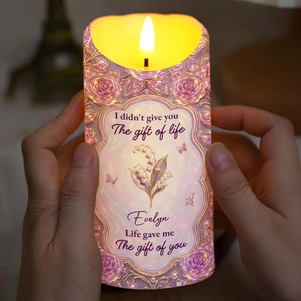 Personalized LED Candle Custom Rose Gift for Granddaughter LED Candle GradoCreations
