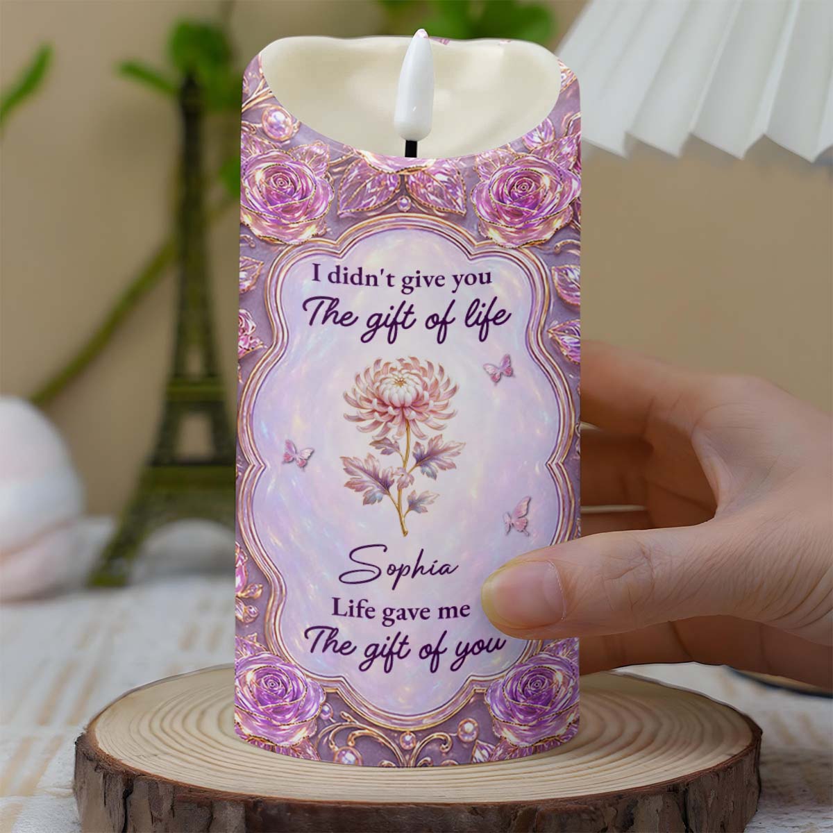 Personalized LED Candle Custom Rose Gift for Granddaughter LED Candle GradoCreations
