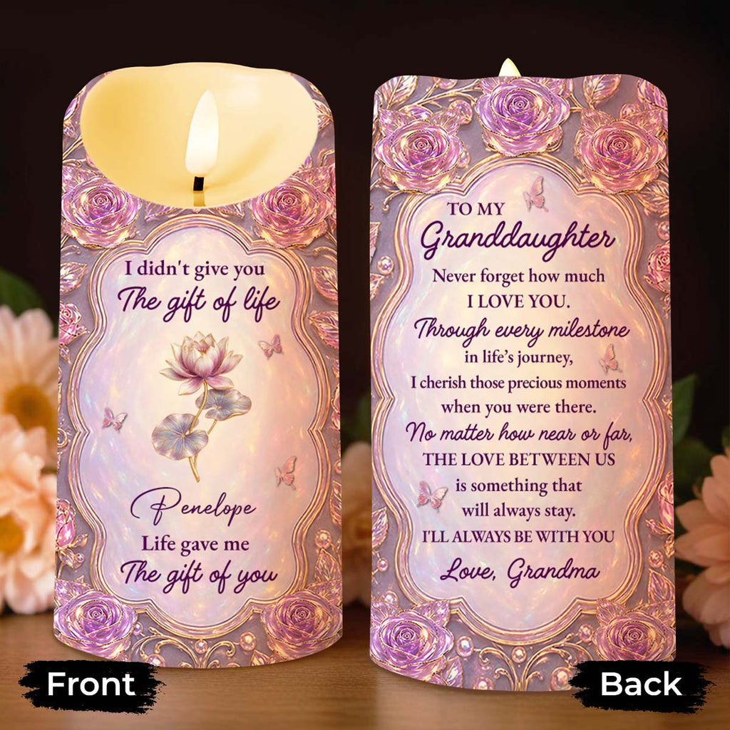 Personalized LED Candle Custom Rose Gift for Granddaughter LED Candle GradoCreations