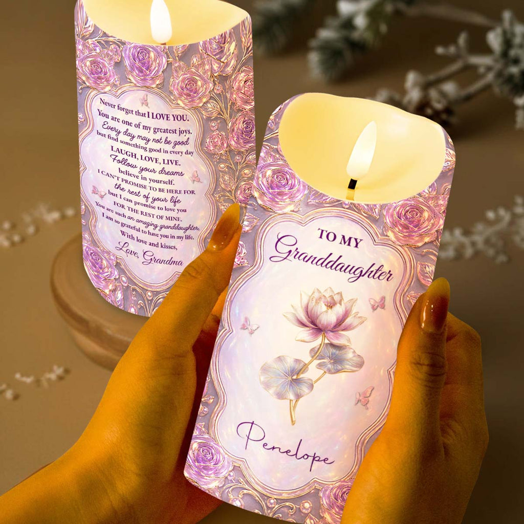 Personalized LED Candle Custom Birth Month Flowers Gift for Granddaughter LED Candle GradoCreations