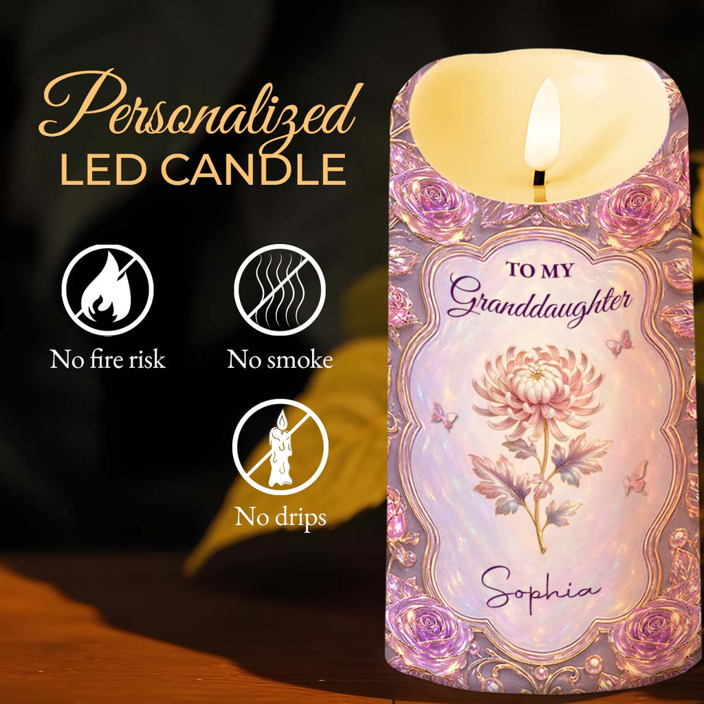 Personalized LED Candle Custom Birth Month Flowers Gift for Granddaughter LED Candle GradoCreations