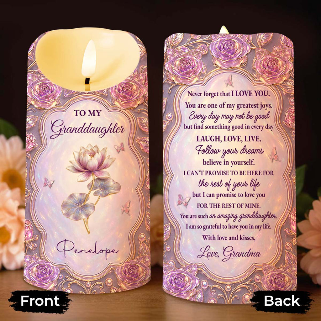 Personalized LED Candle Custom Birth Month Flowers Gift for Granddaughter LED Candle GradoCreations