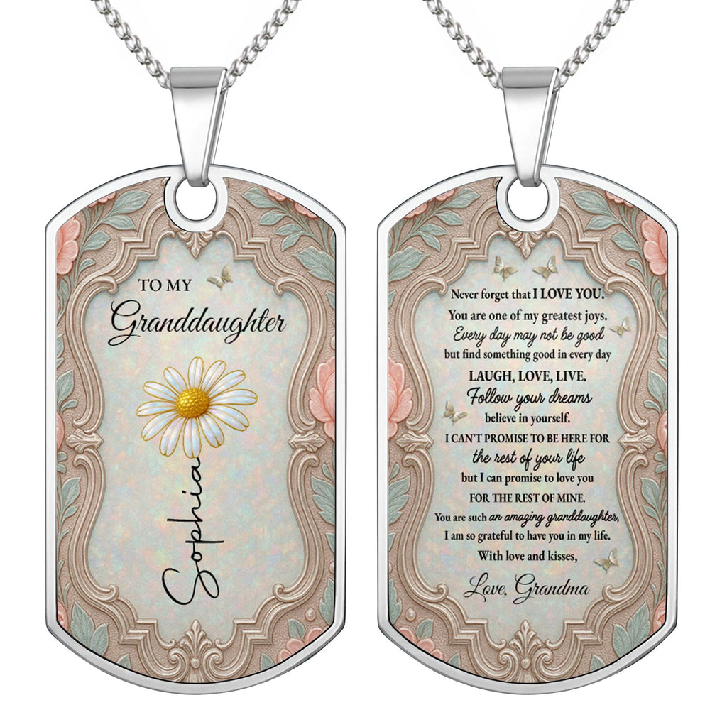 Personalized Dog Tag Necklace Custom Gift for Granddaughter Dog Tag Necklace GradoCreations