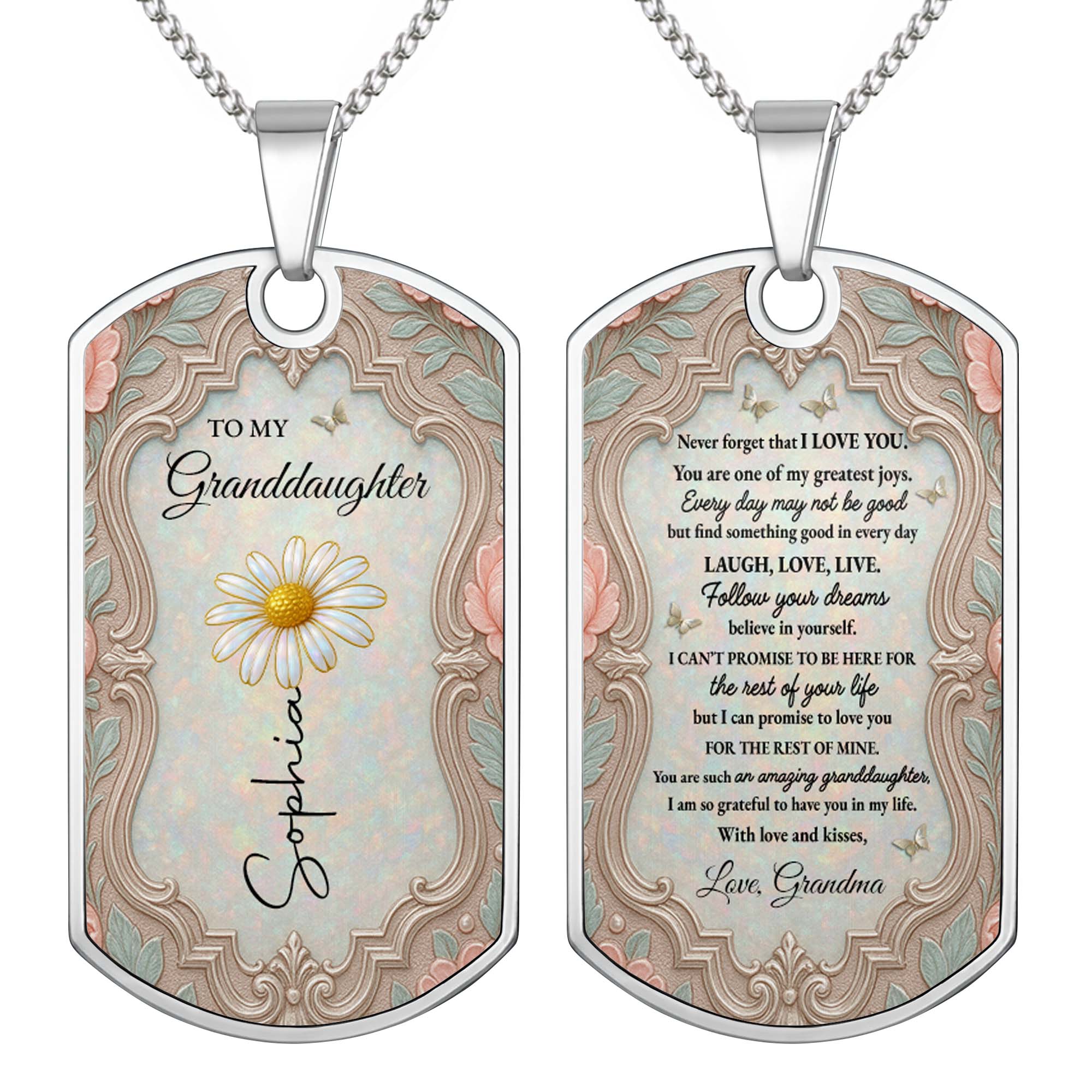 Personalized Dog Tag Necklace Custom Gift for Granddaughter Dog Tag Necklace GradoCreations