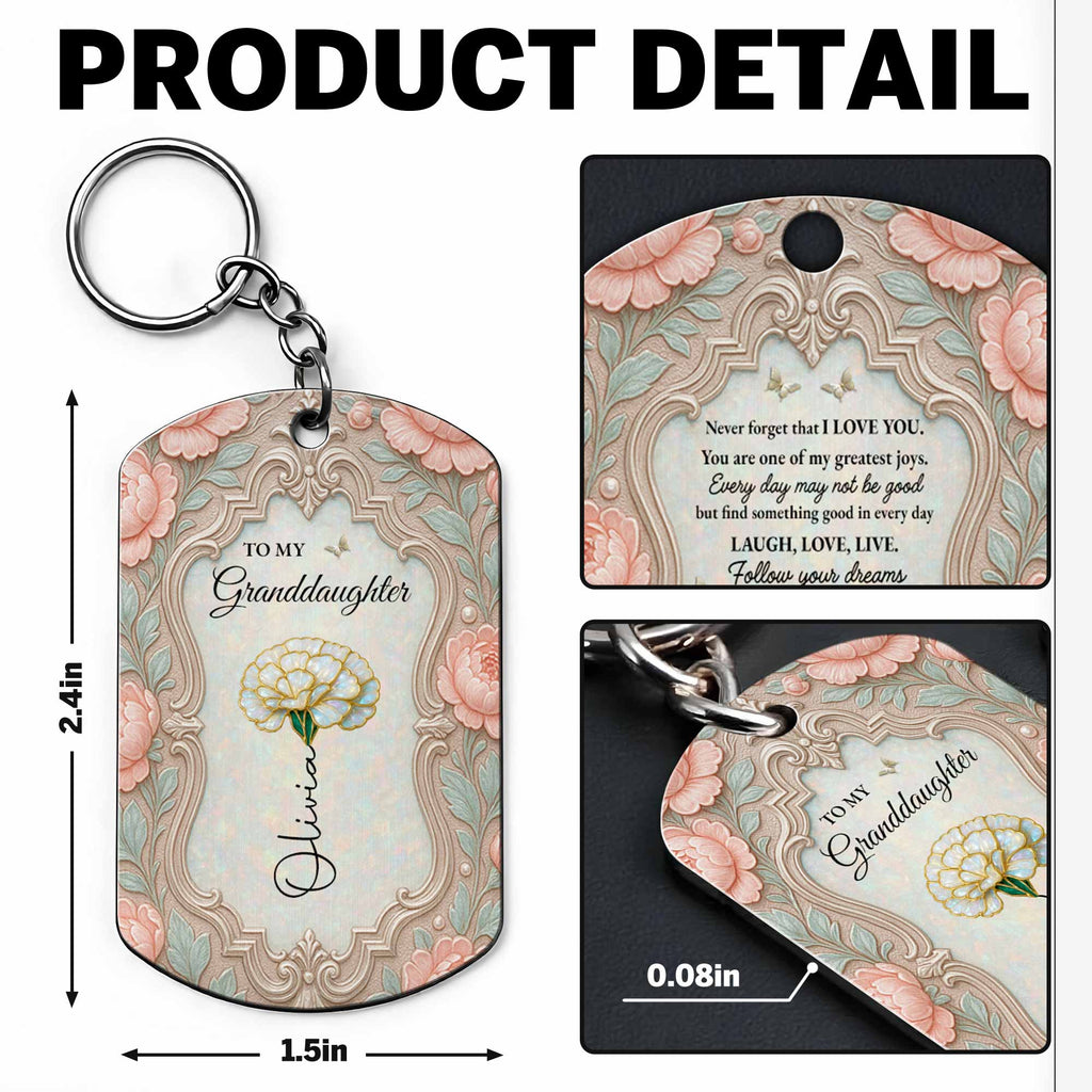 Personalized Stainless Steel Keychain for Granddaughter Gift Stainless Steel Keychain GradoCreations