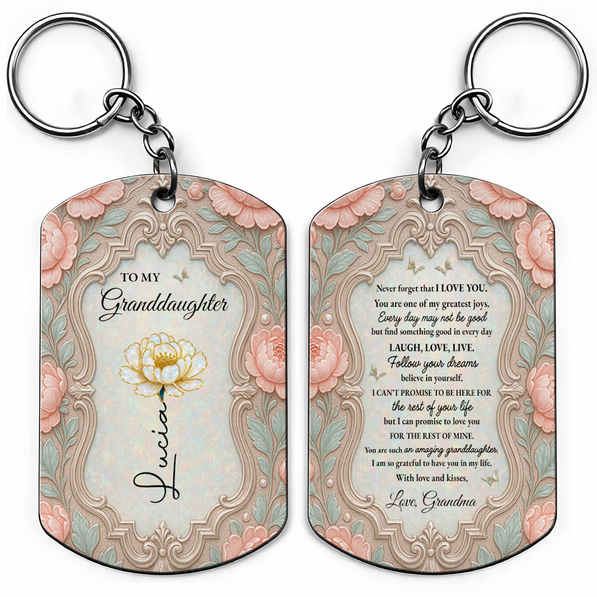 Personalized Stainless Steel Keychain for Granddaughter Gift Stainless Steel Keychain GradoCreations