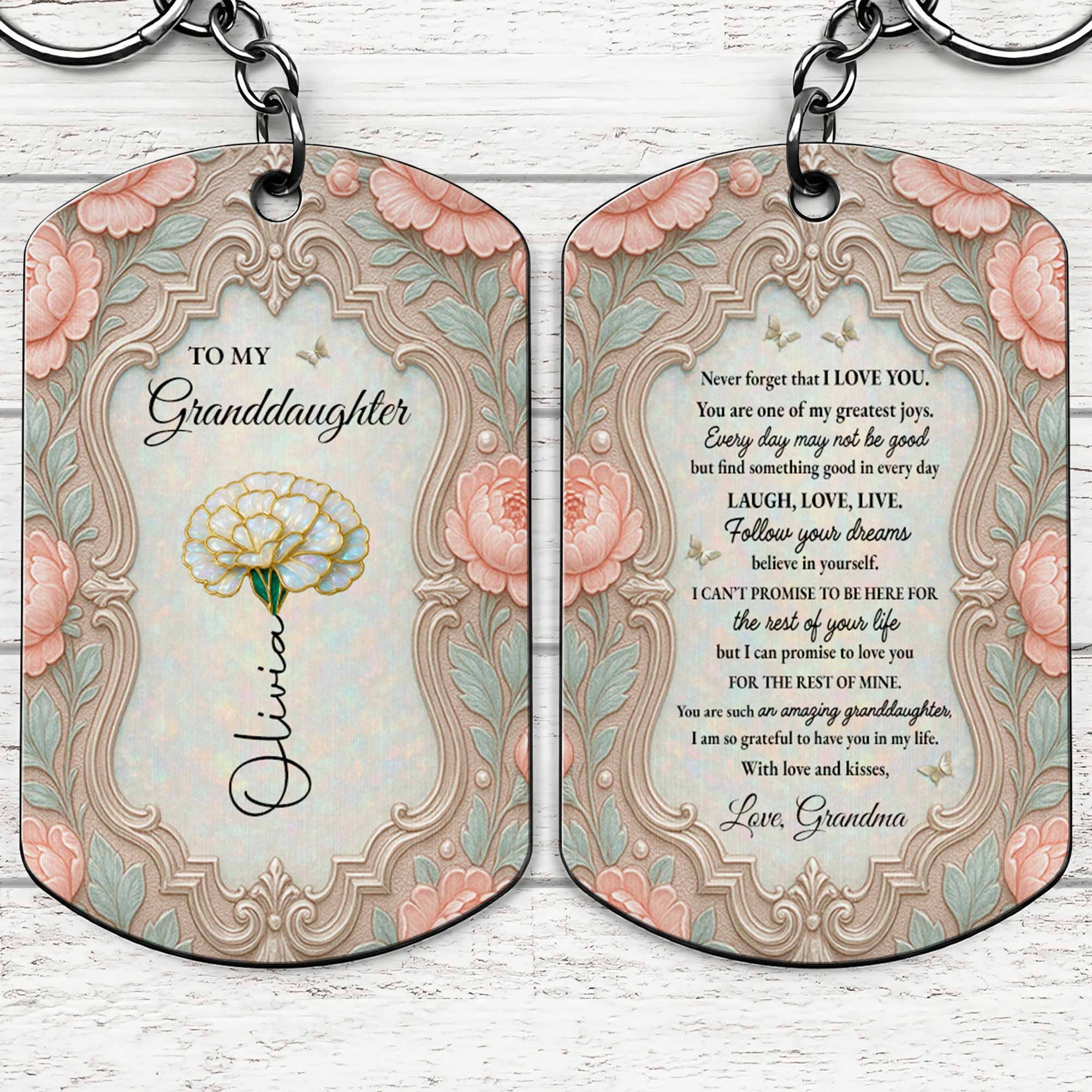 Personalized Stainless Steel Keychain for Granddaughter Gift Stainless Steel Keychain GradoCreations