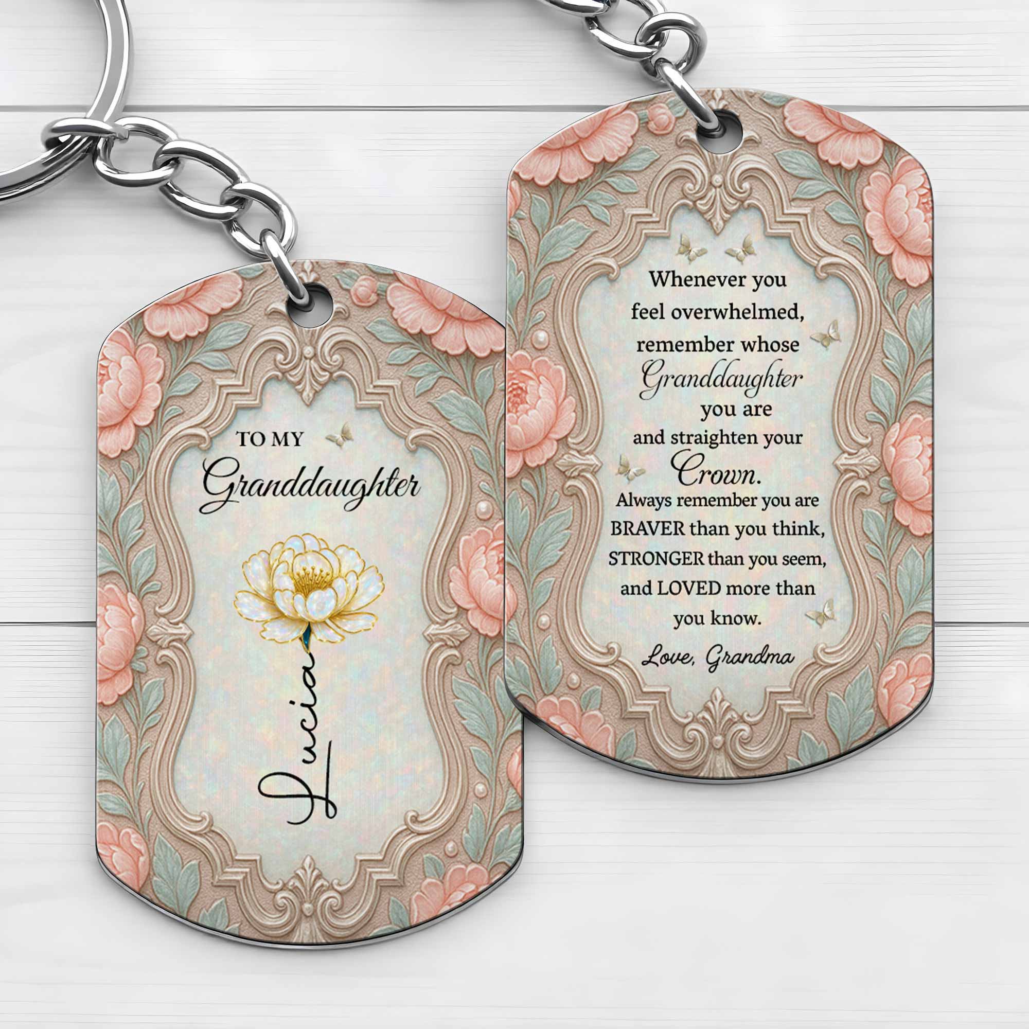 Personalized Stainless Steel Keychain Gift for Granddaughter Stainless Steel Keychain GradoCreations