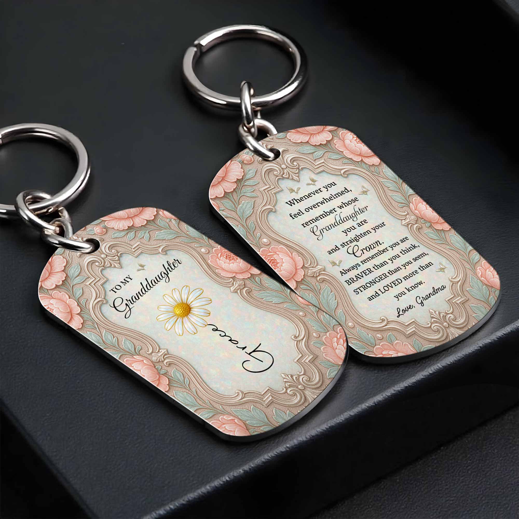 Personalized Stainless Steel Keychain Gift for Granddaughter Stainless Steel Keychain GradoCreations