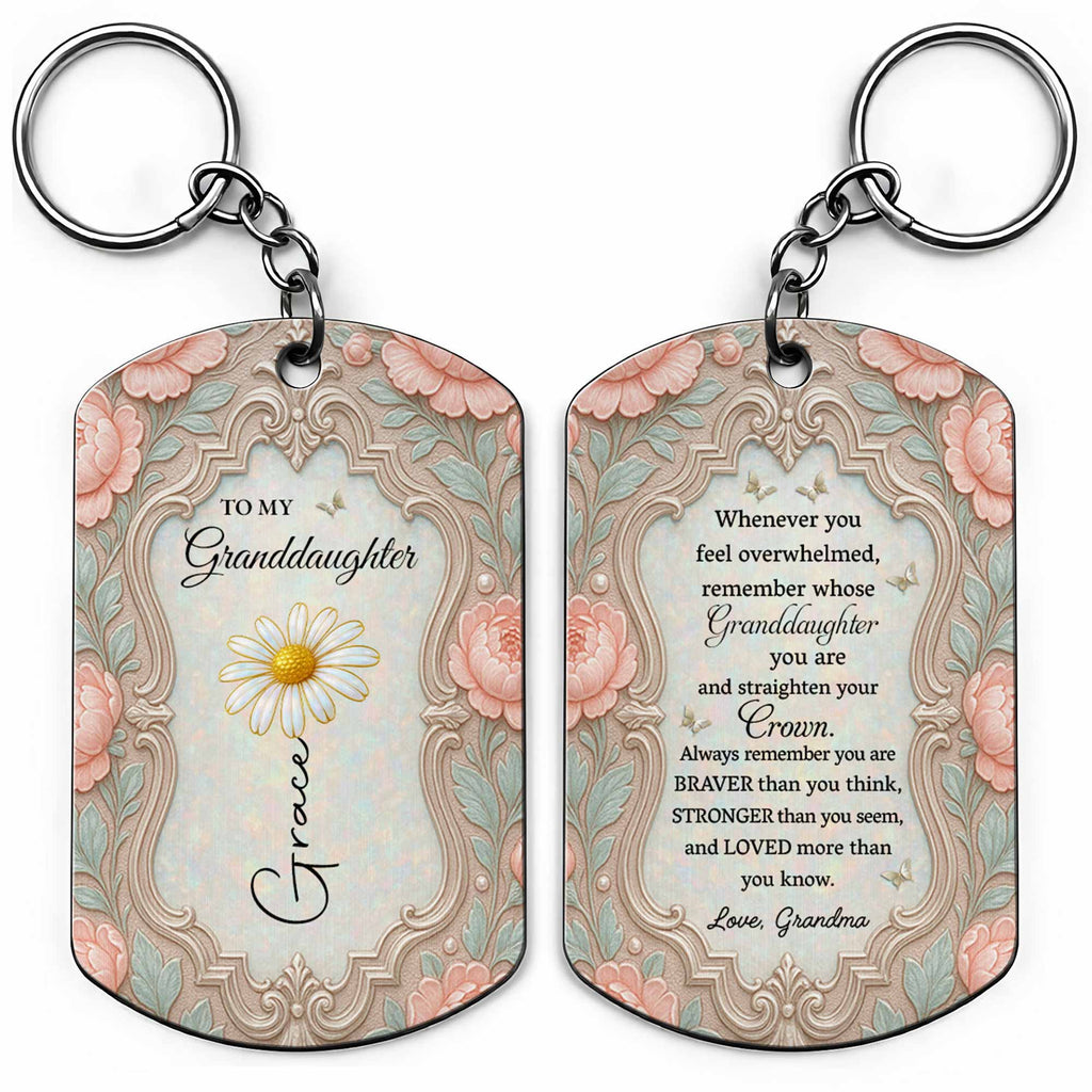 Personalized Stainless Steel Keychain Gift for Granddaughter Stainless Steel Keychain GradoCreations