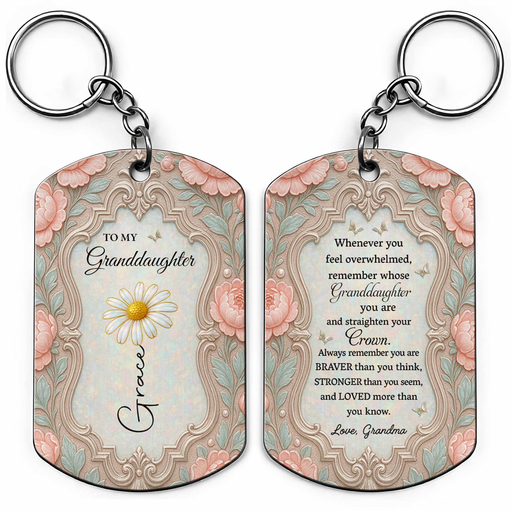 Personalized Stainless Steel Keychain Gift for Granddaughter Stainless Steel Keychain GradoCreations