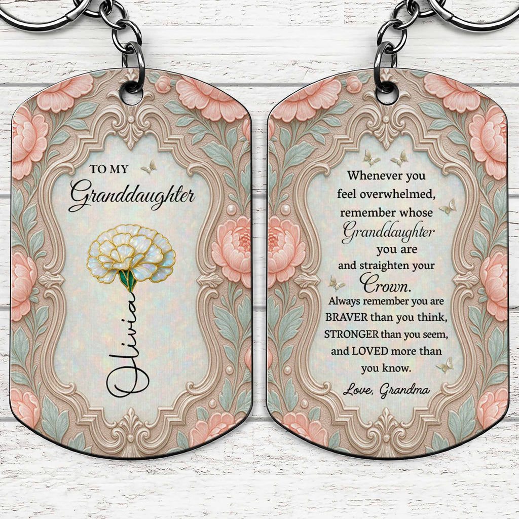 Personalized Stainless Steel Keychain Gift for Granddaughter Stainless Steel Keychain GradoCreations