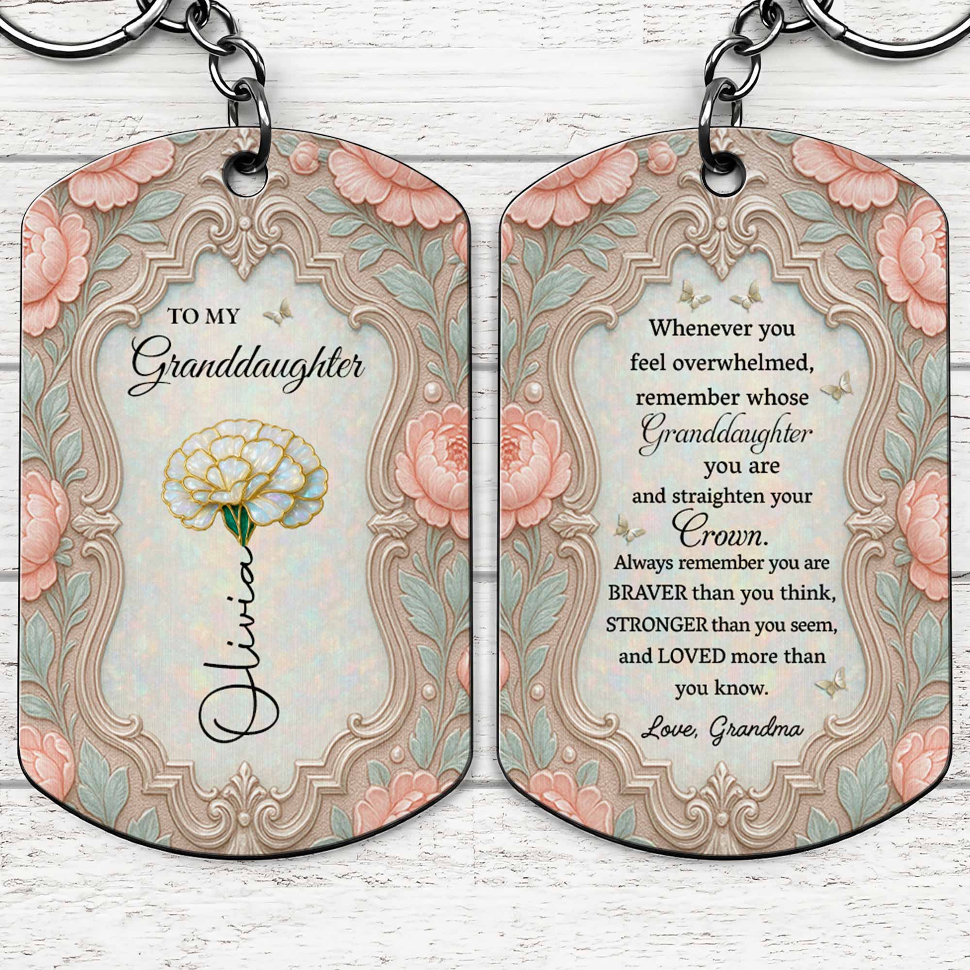 Personalized Stainless Steel Keychain Gift for Granddaughter Stainless Steel Keychain GradoCreations