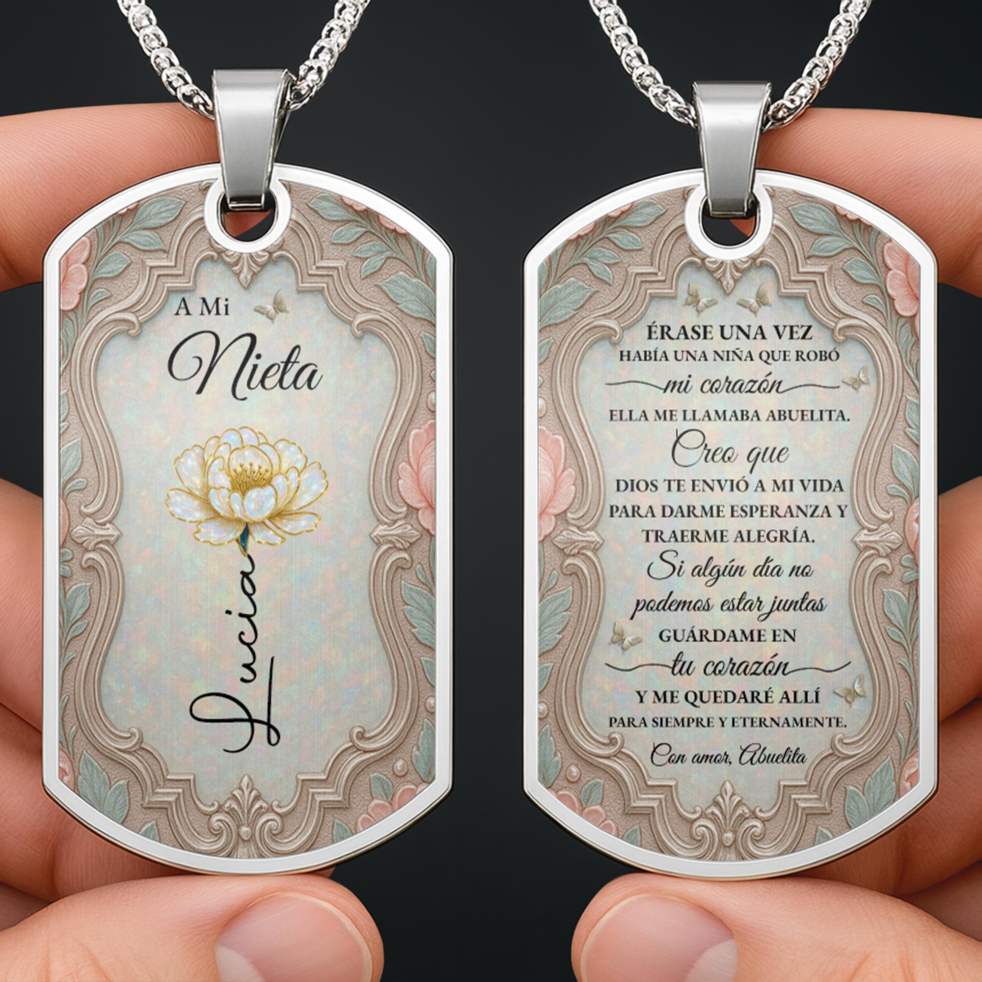 Personalized Dog Tag Necklace Custom Name for Granddaughter Dog Tag Necklace GradoCreations