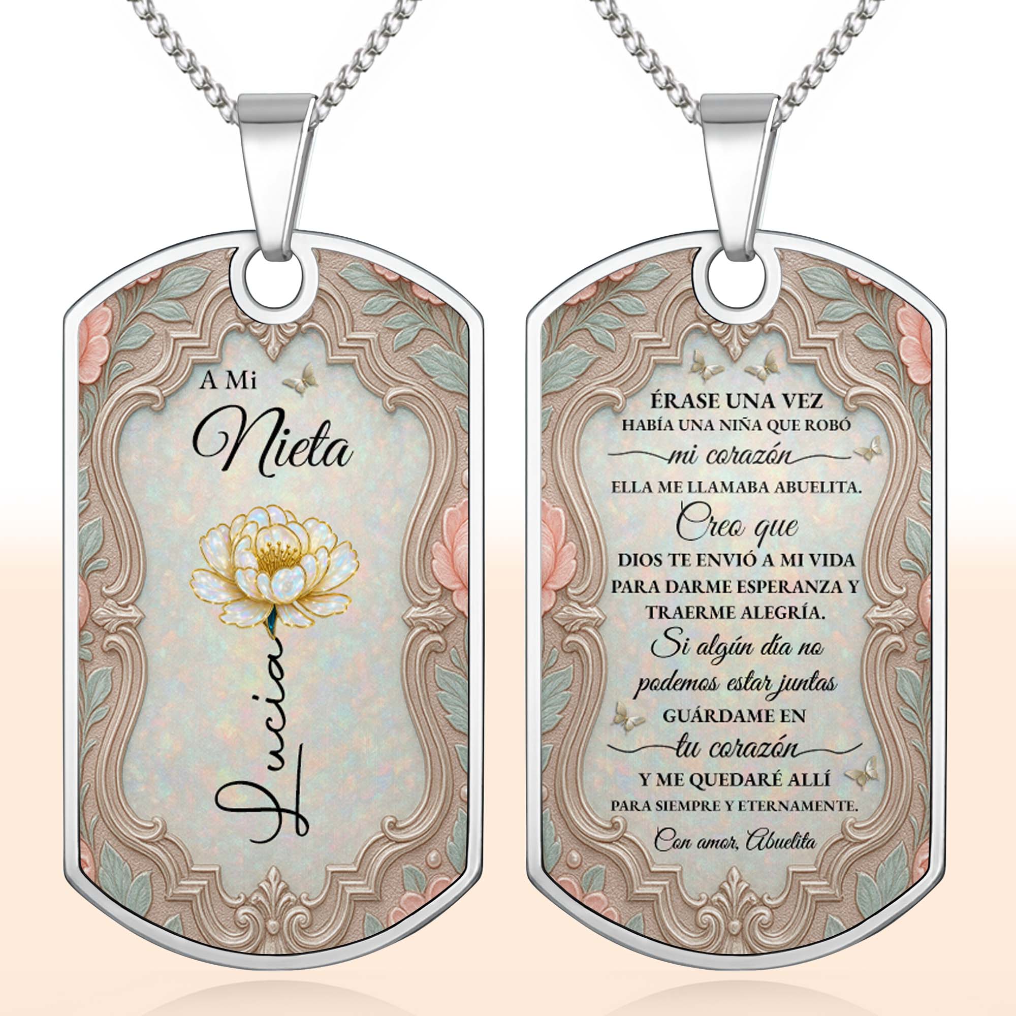 Personalized Dog Tag Necklace Custom Name for Granddaughter Dog Tag Necklace GradoCreations