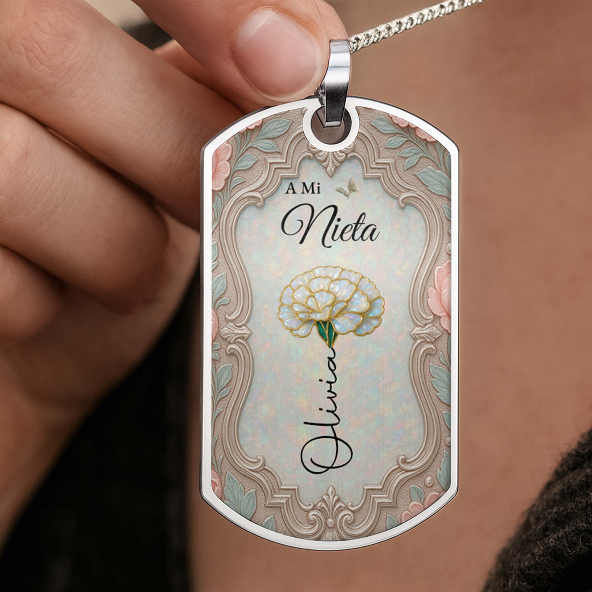 Personalized Dog Tag Necklace Custom Name for Granddaughter Dog Tag Necklace GradoCreations