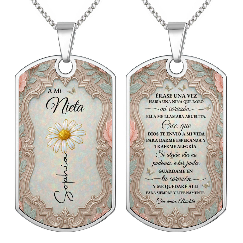 Personalized Dog Tag Necklace Custom Name for Granddaughter Dog Tag Necklace GradoCreations