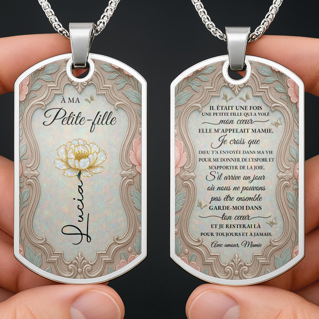 Personalized Dog Tag Necklace Custom Name for Granddaughter Dog Tag Necklace GradoCreations