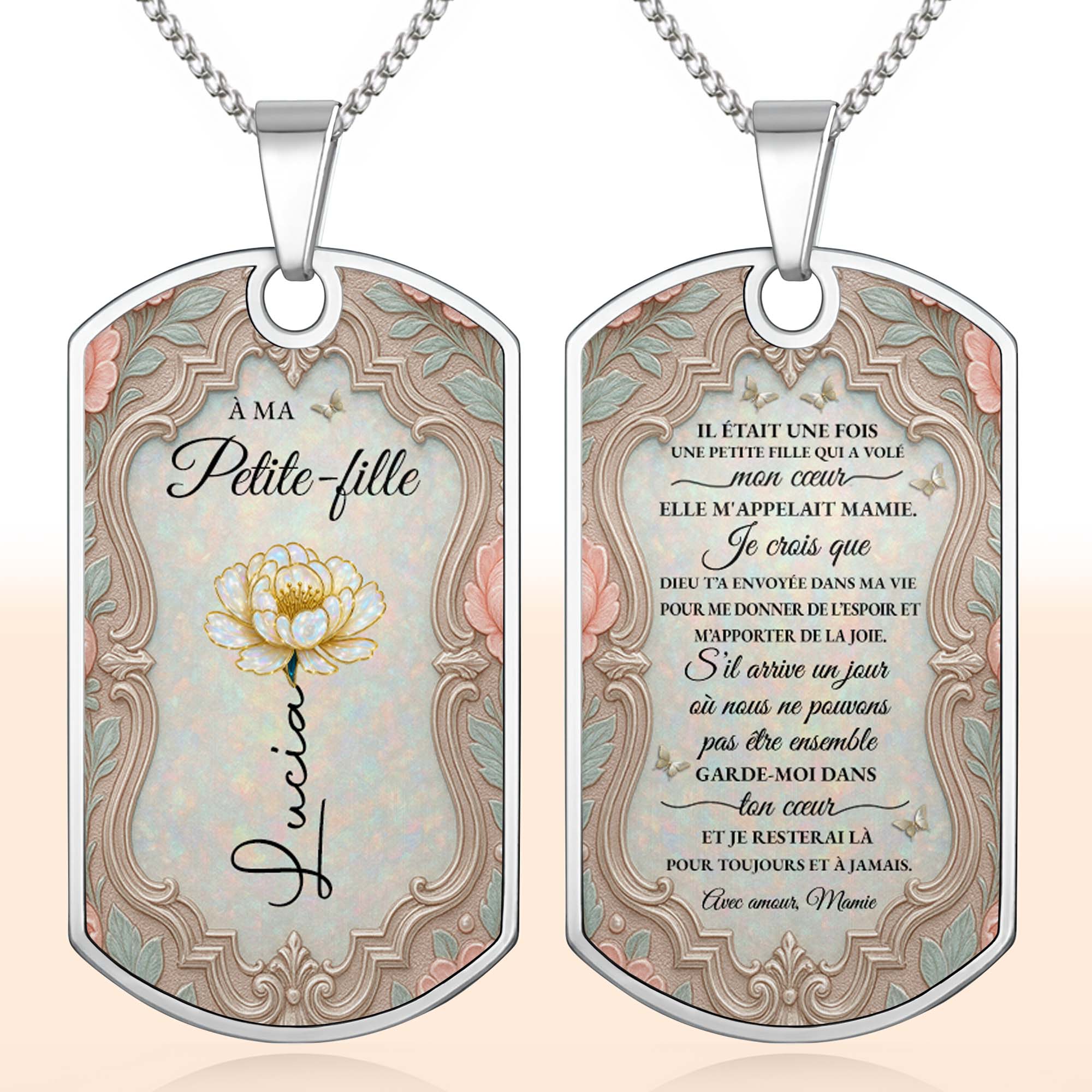 Personalized Dog Tag Necklace Custom Name for Granddaughter Dog Tag Necklace GradoCreations