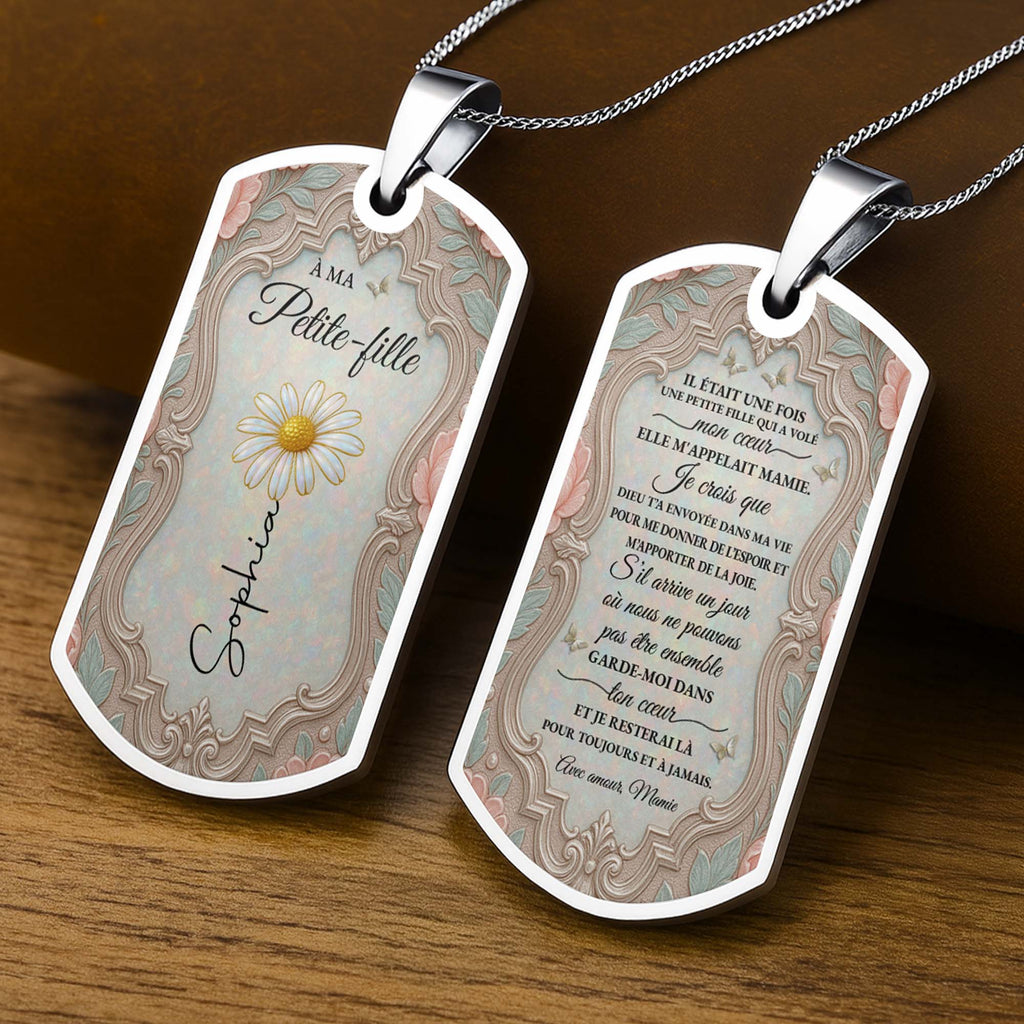 Personalized Dog Tag Necklace Custom Name for Granddaughter Dog Tag Necklace GradoCreations