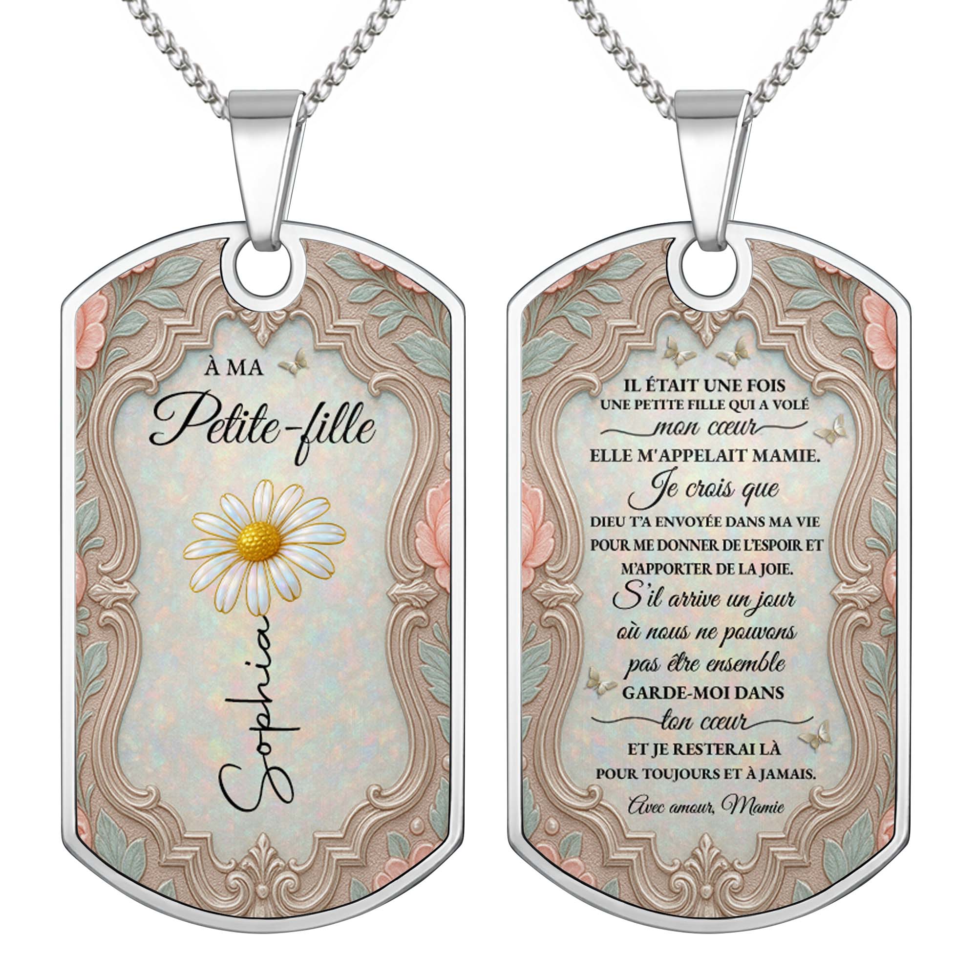 Personalized Dog Tag Necklace Custom Name for Granddaughter Dog Tag Necklace GradoCreations