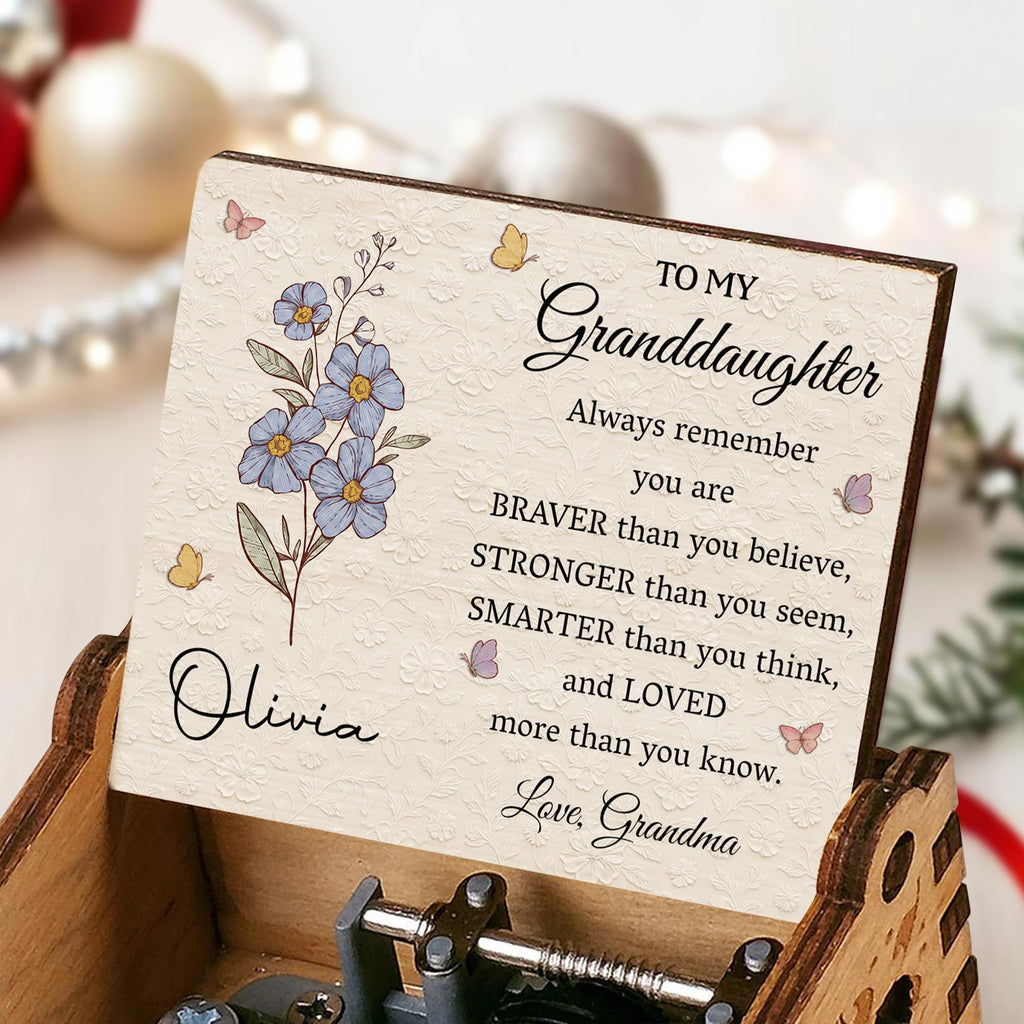 Personalized Wooden Music Box Custom Message for Granddaughter Music Box GradoCreations